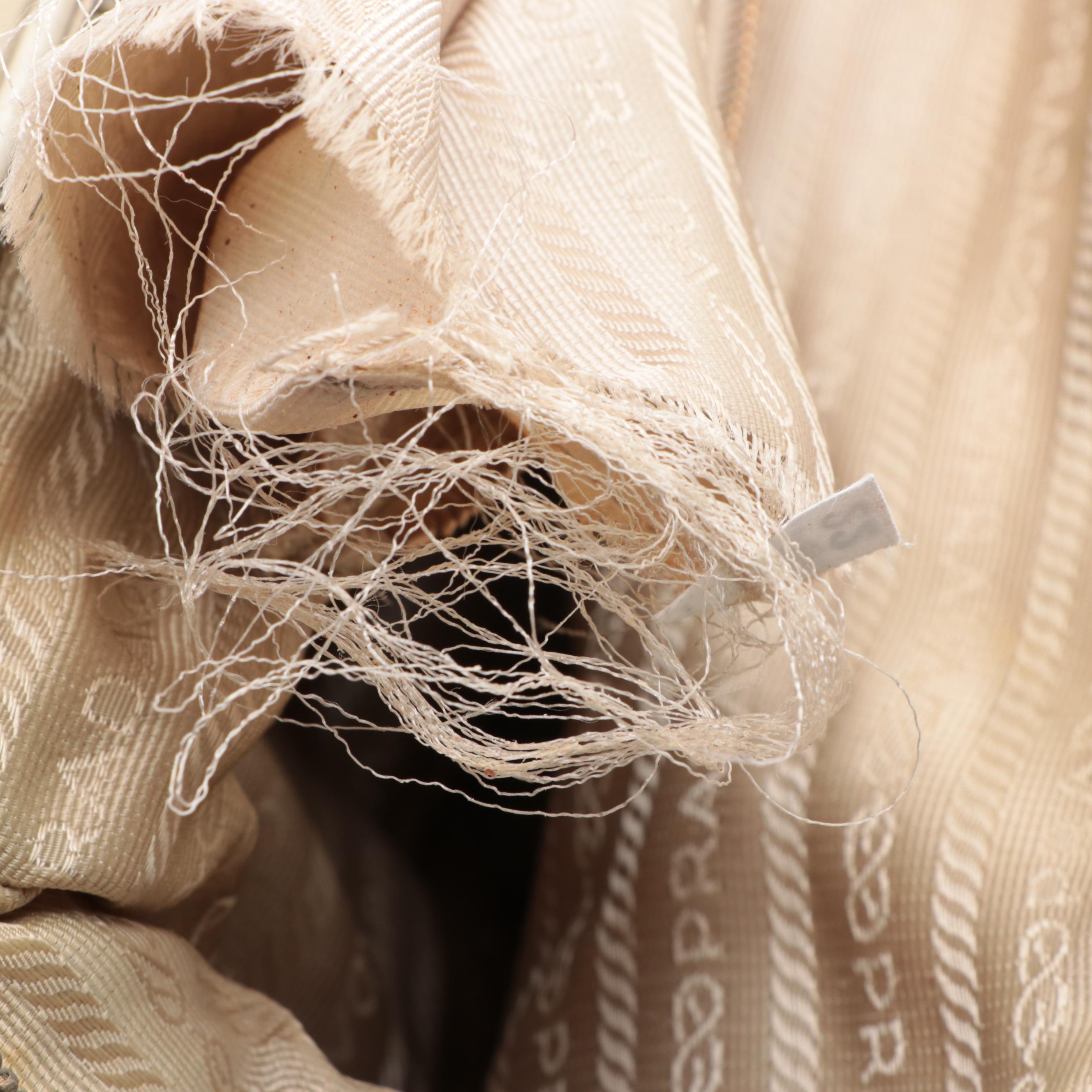 Prada Small Zip Shoulder Bag in Nylon Gabardine and Leather