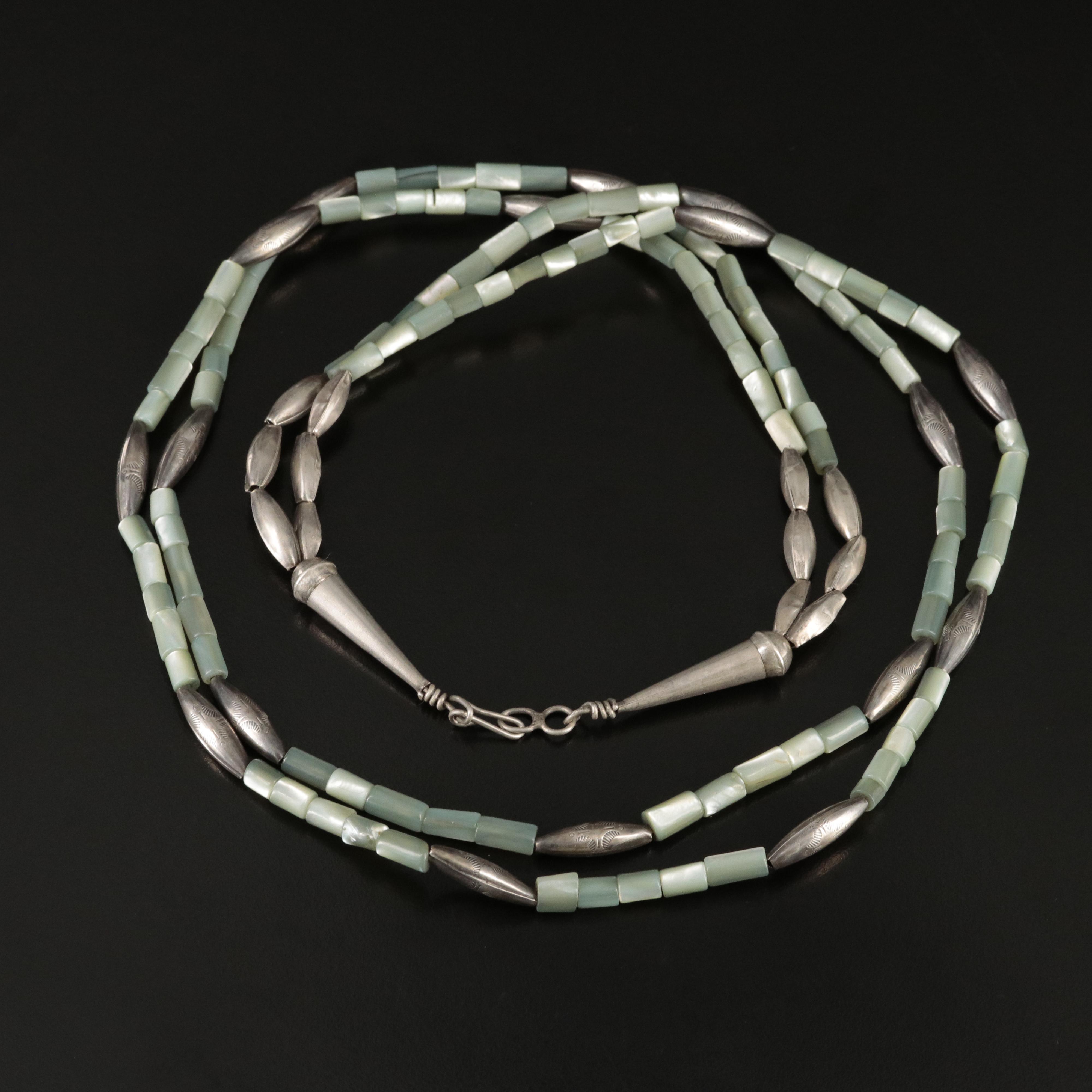 Southwestern Mother-of-Pearl Necklace with Sterling Clasp