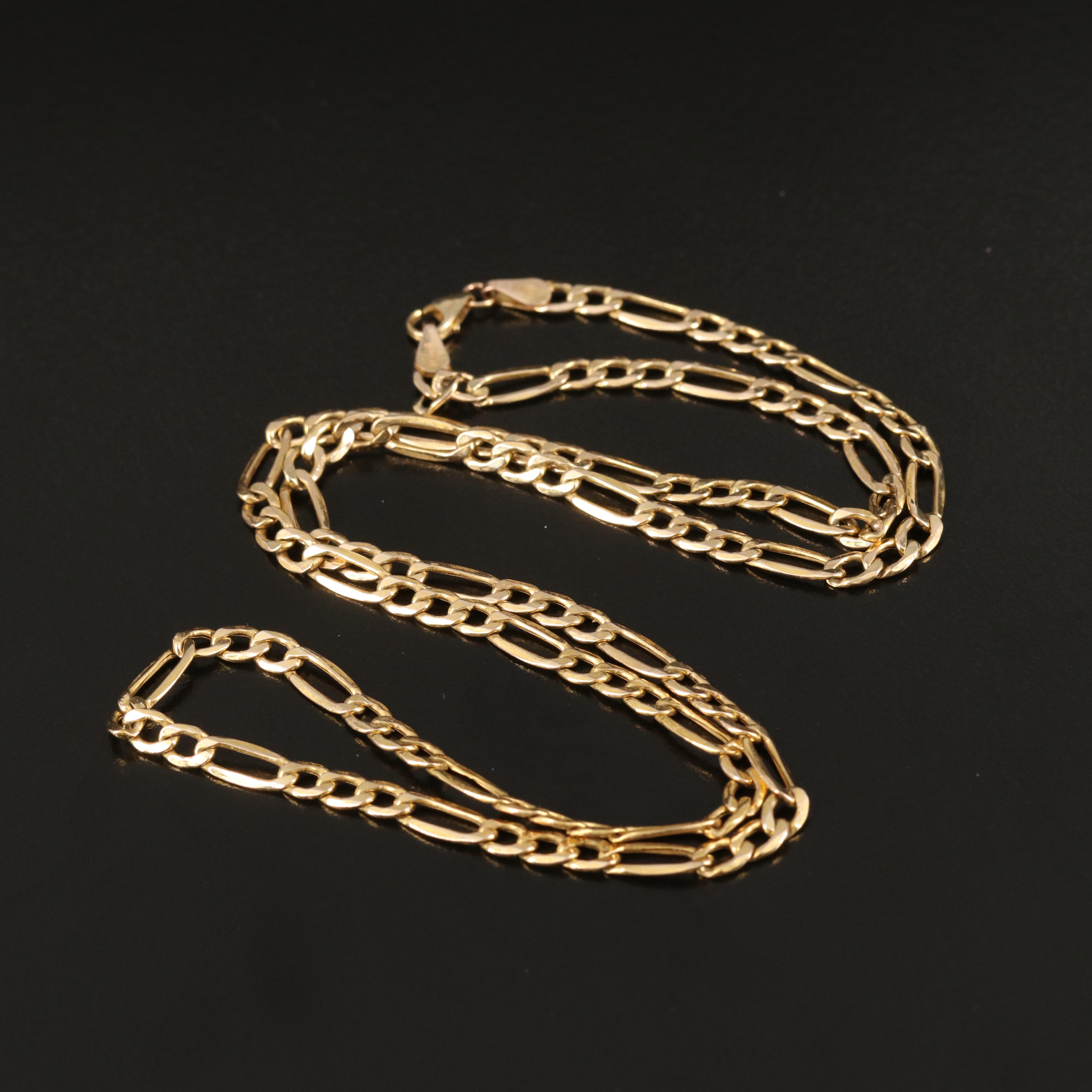 Italian 10K Figaro Chain Necklace