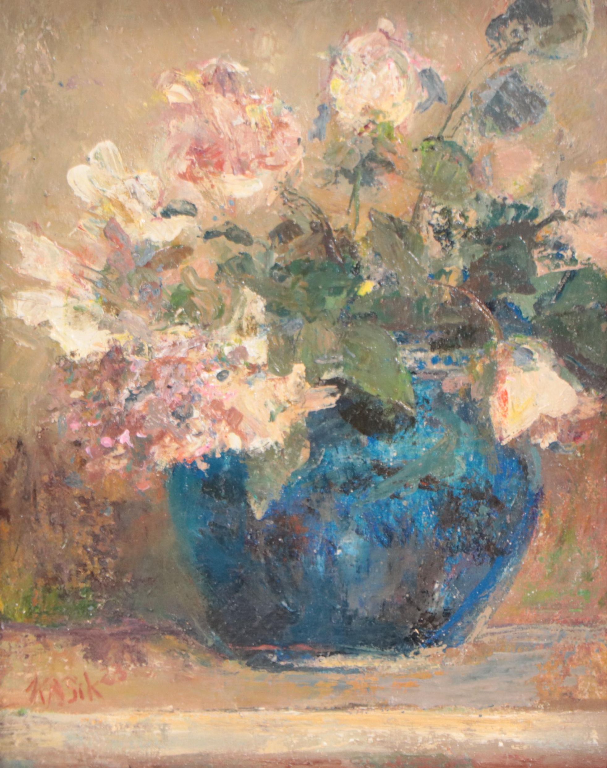 Kevin Kasik Oil Painting of Floral Still Life "Bouquet de Fleurs," 2023