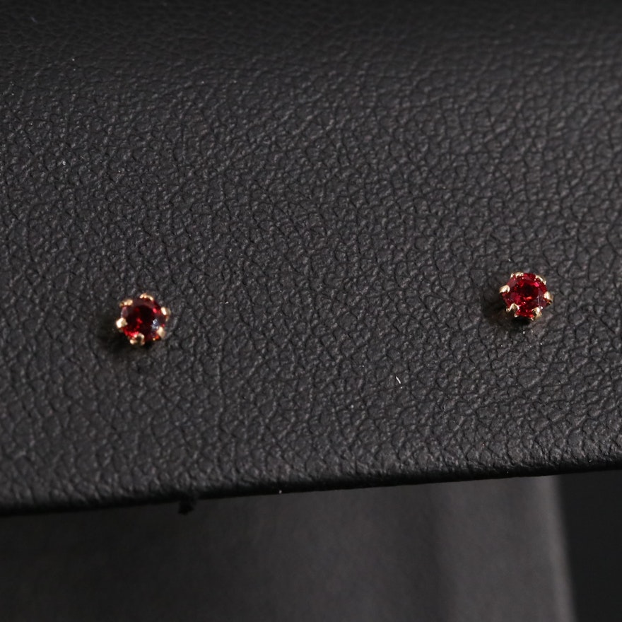 18K Red Spinel Stud Earrings