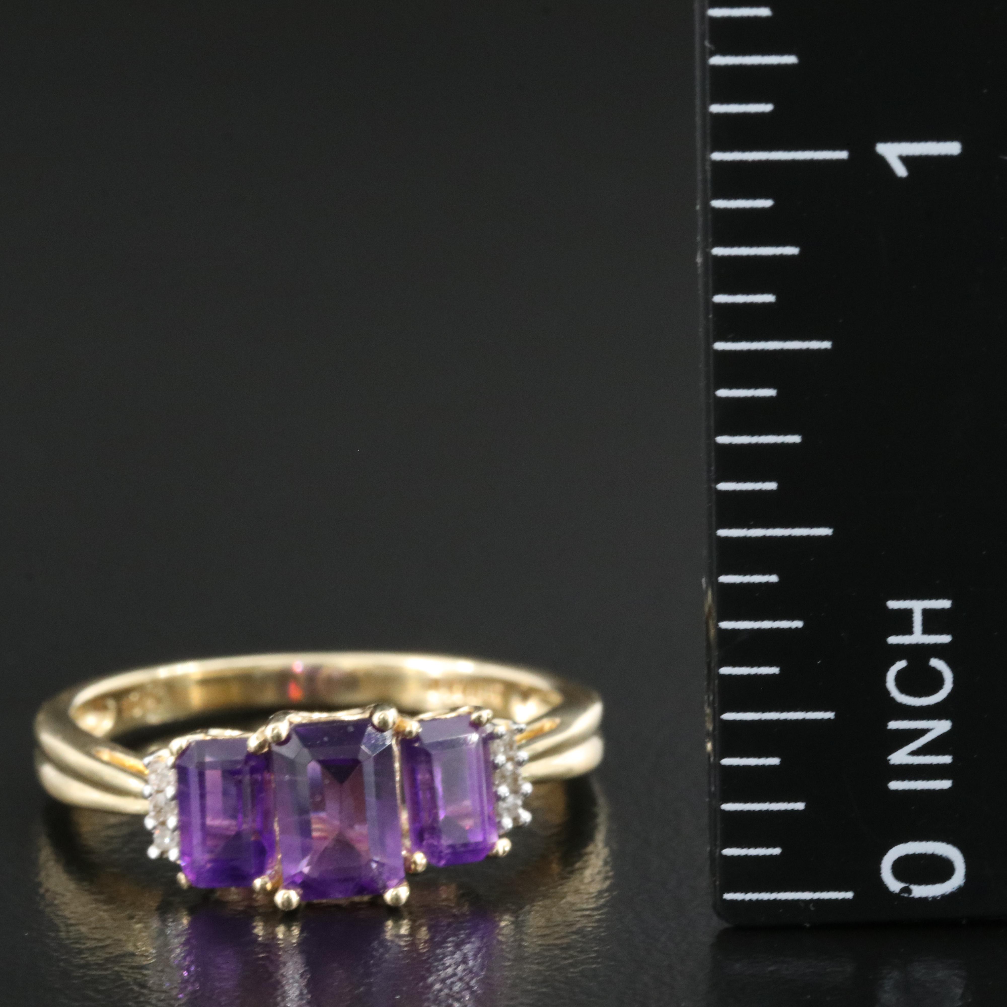 10K Amethyst and Diamond Ring