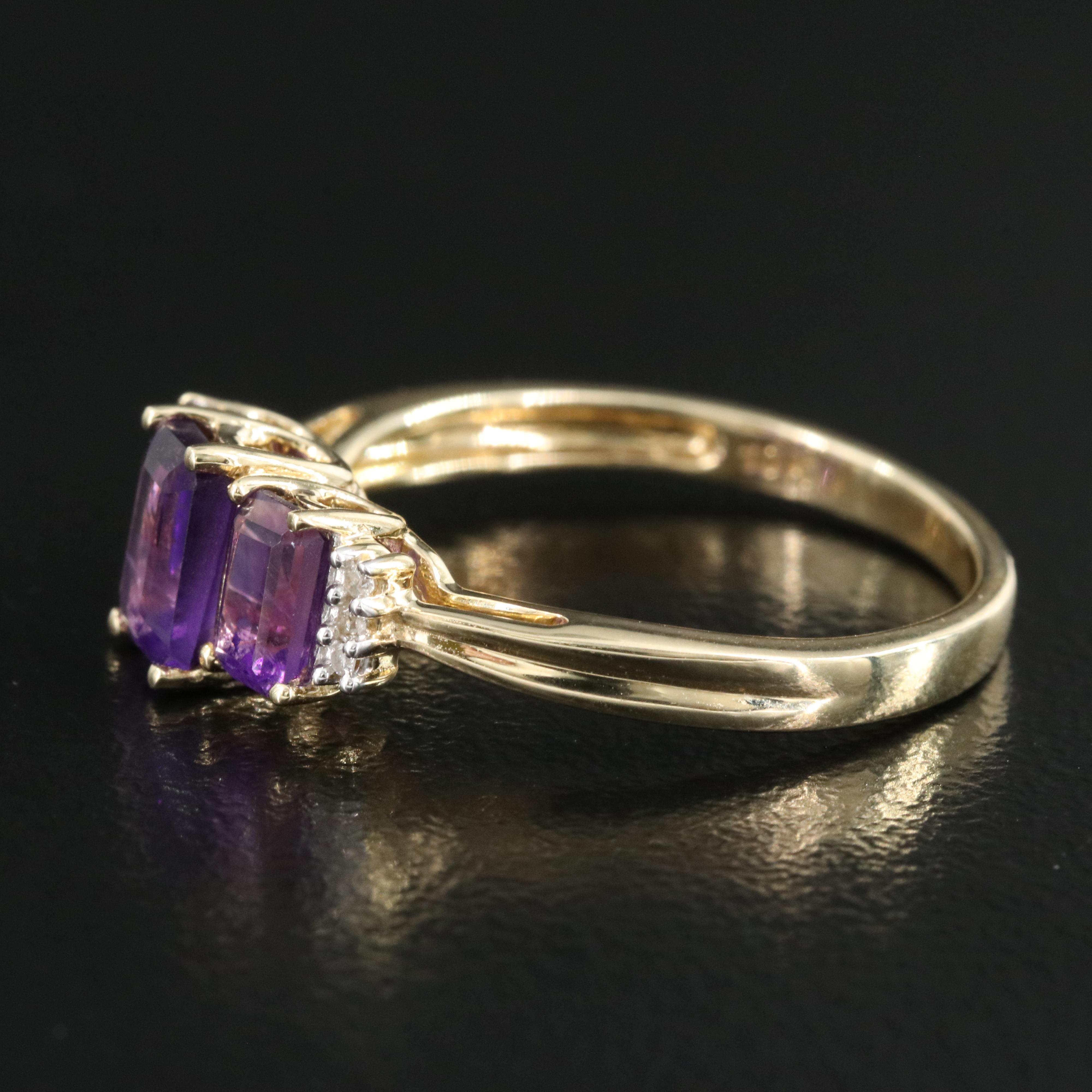 10K Amethyst and Diamond Ring