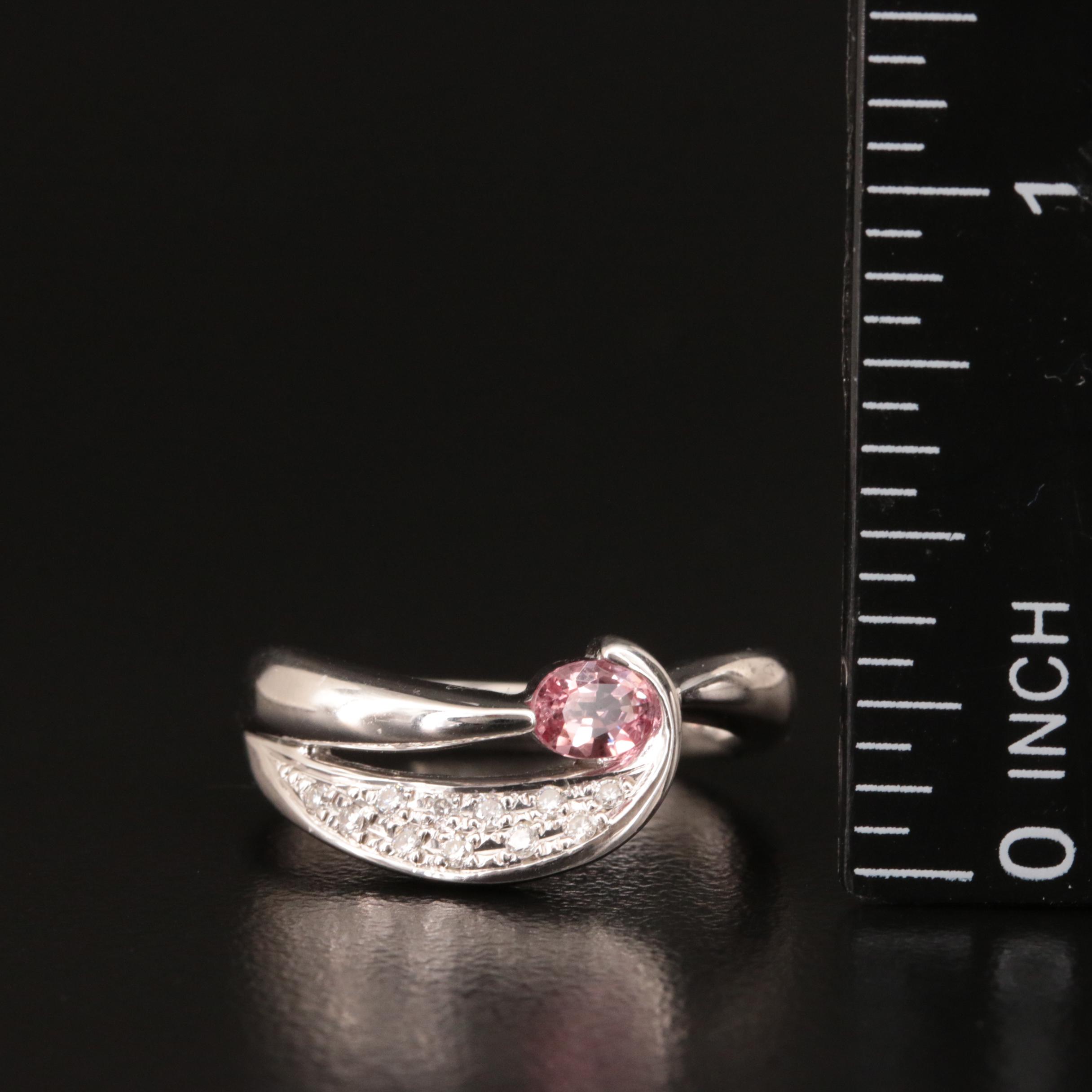 Platinum Pink Sapphire and Diamond Ring