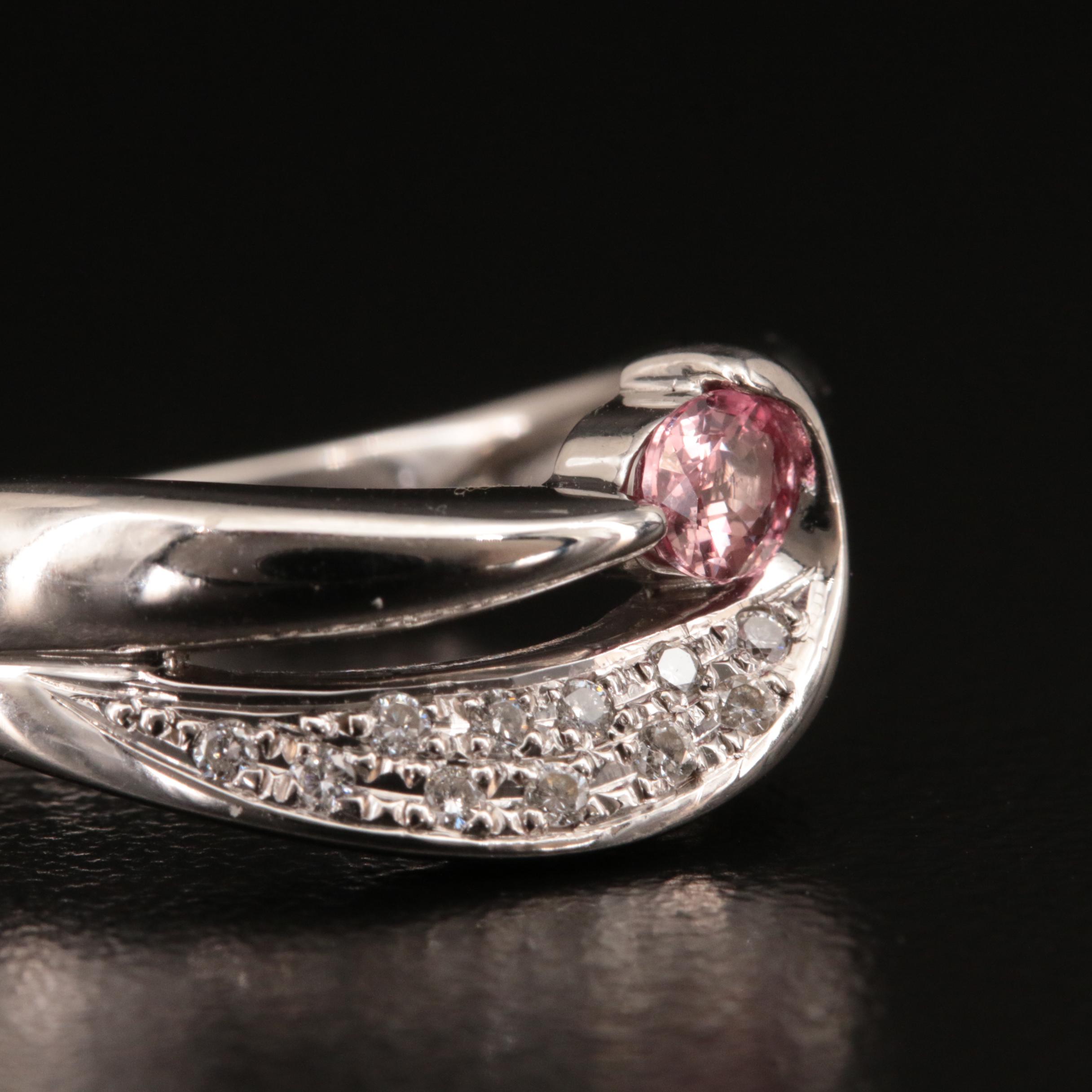 Platinum Pink Sapphire and Diamond Ring