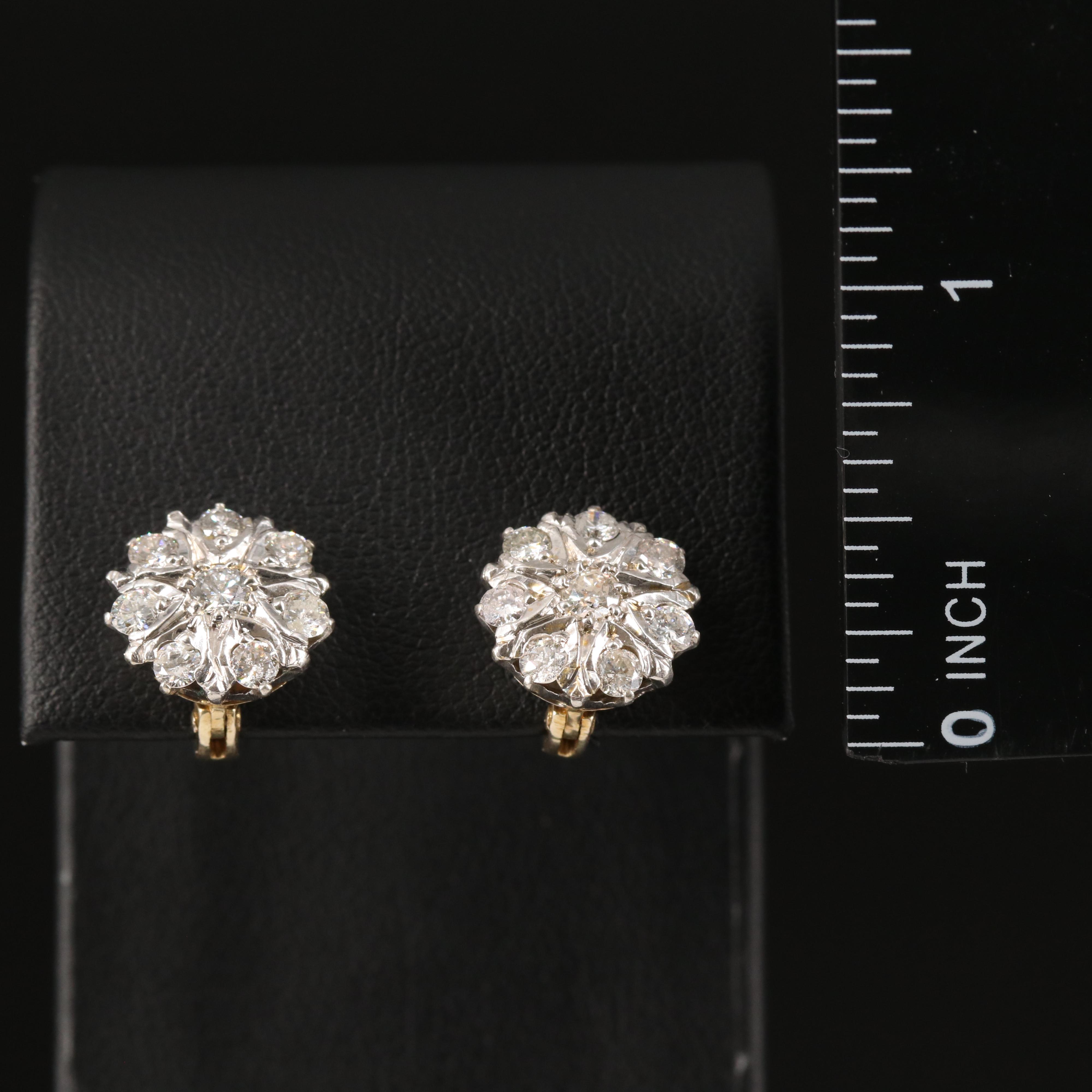 Vintage 9K, 800 Silver and 1.00 CTW Diamond Earrings