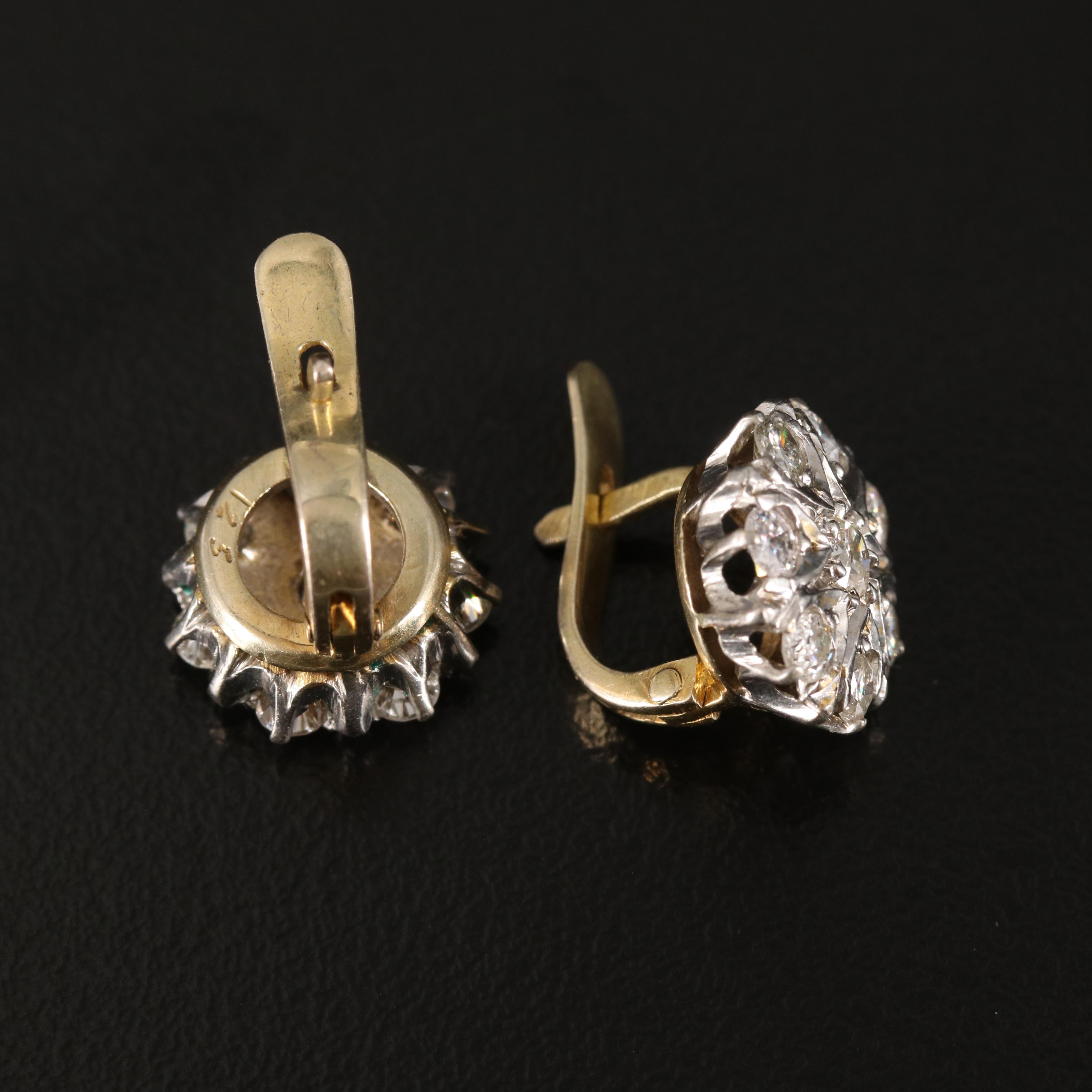 Vintage 9K, 800 Silver and 1.00 CTW Diamond Earrings
