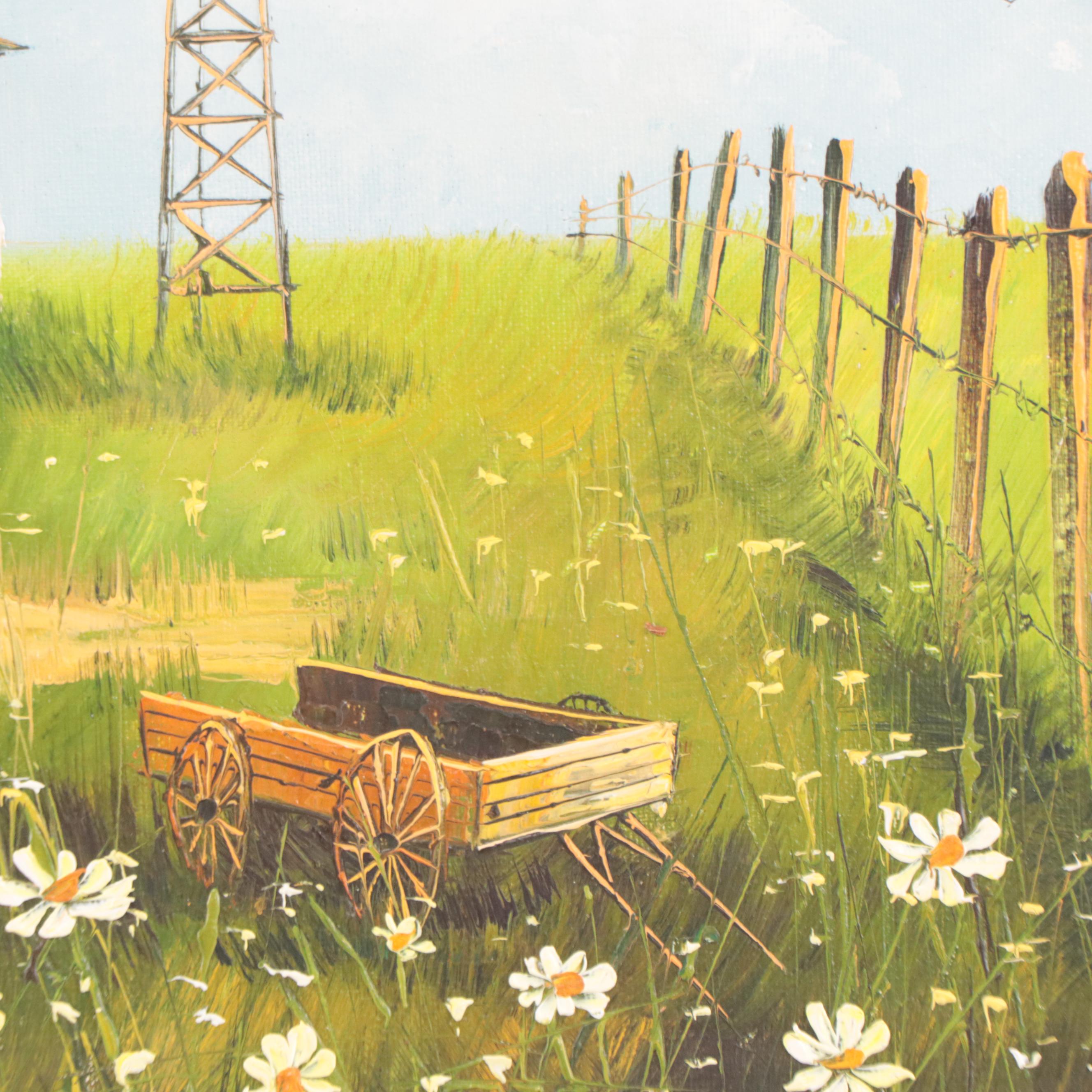 W. Sherman Oil Painting of Pastoral Landscape