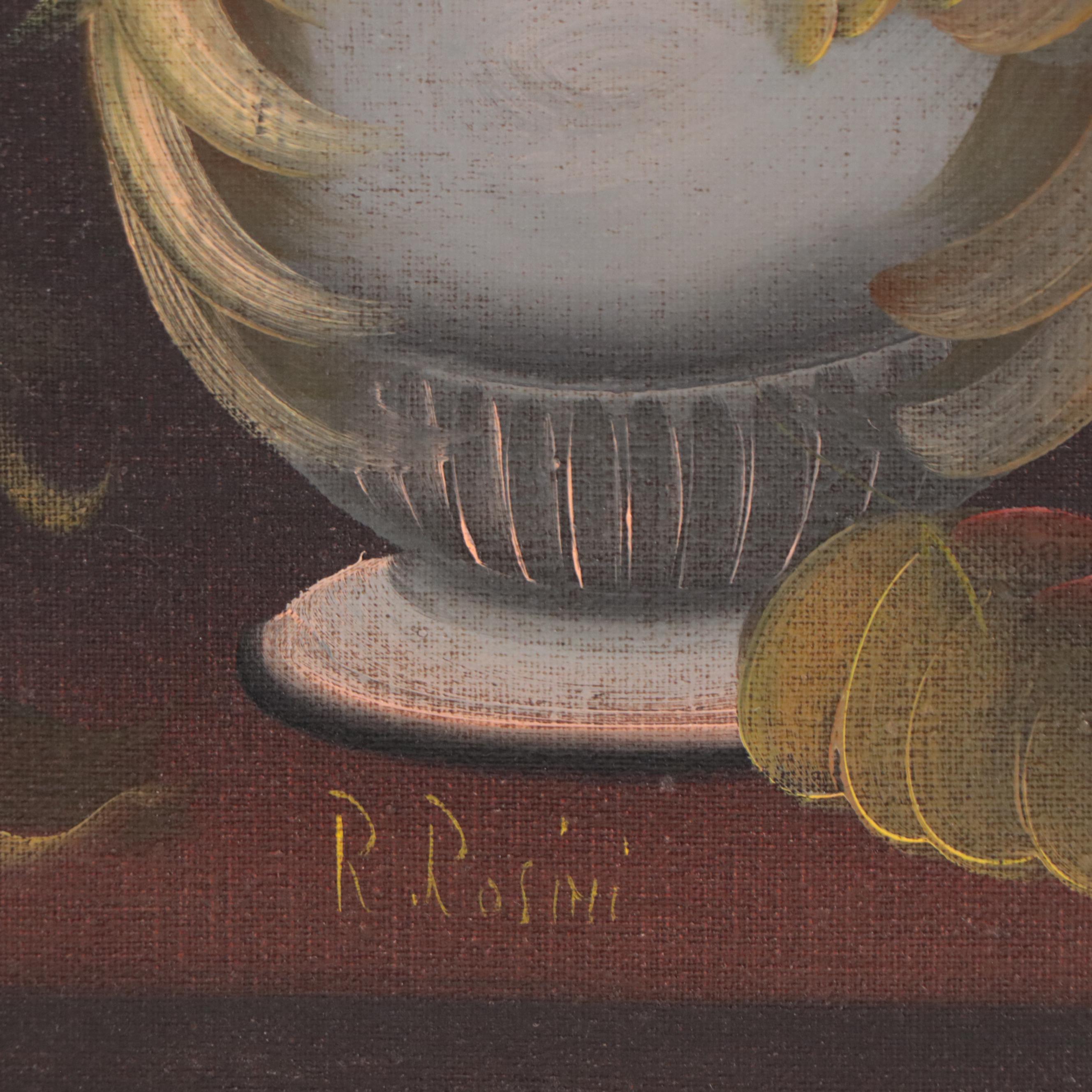 R. Rosini Oil Painting of Floral Still Life, Mid-20th Century