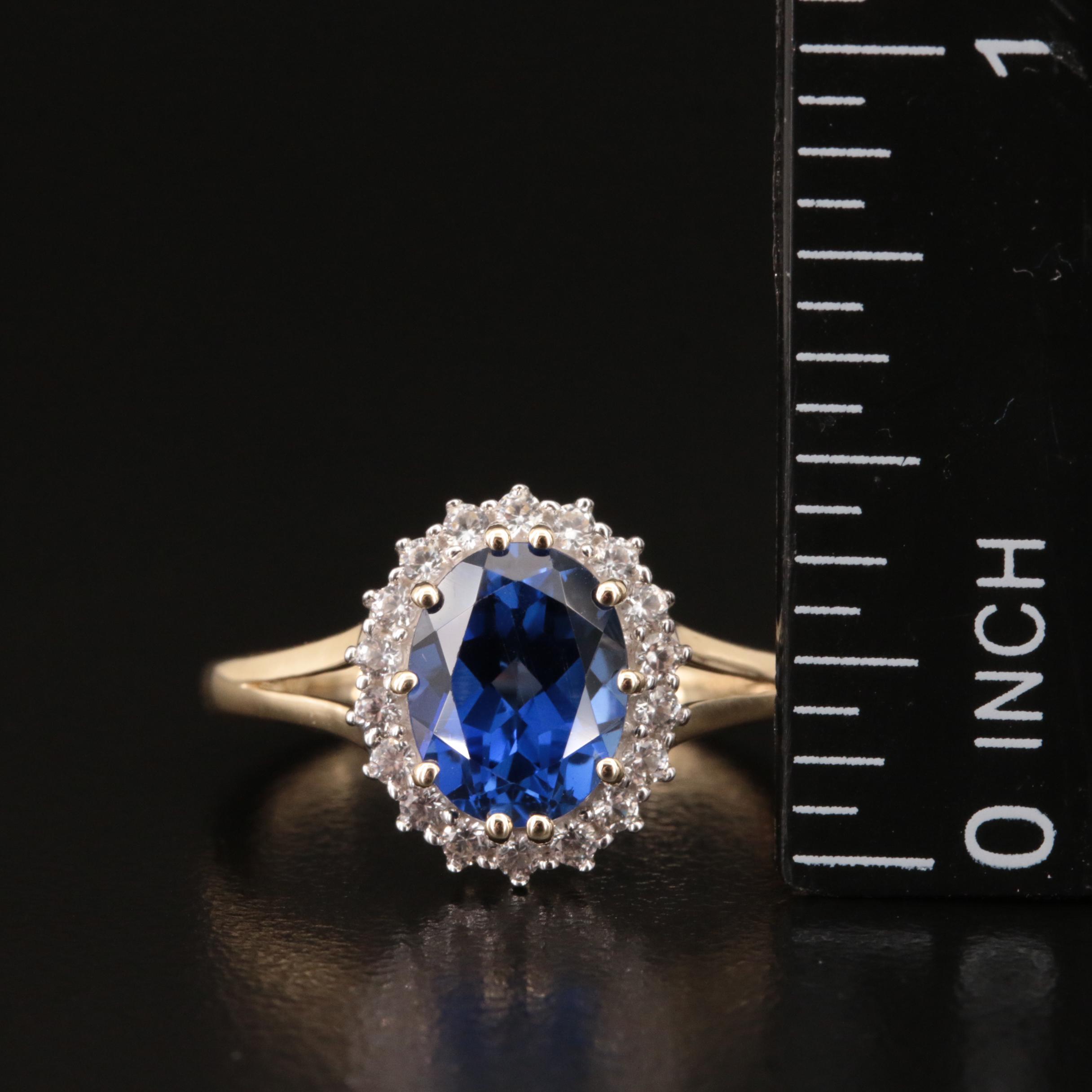 10K Sapphire and White Sapphire Ring