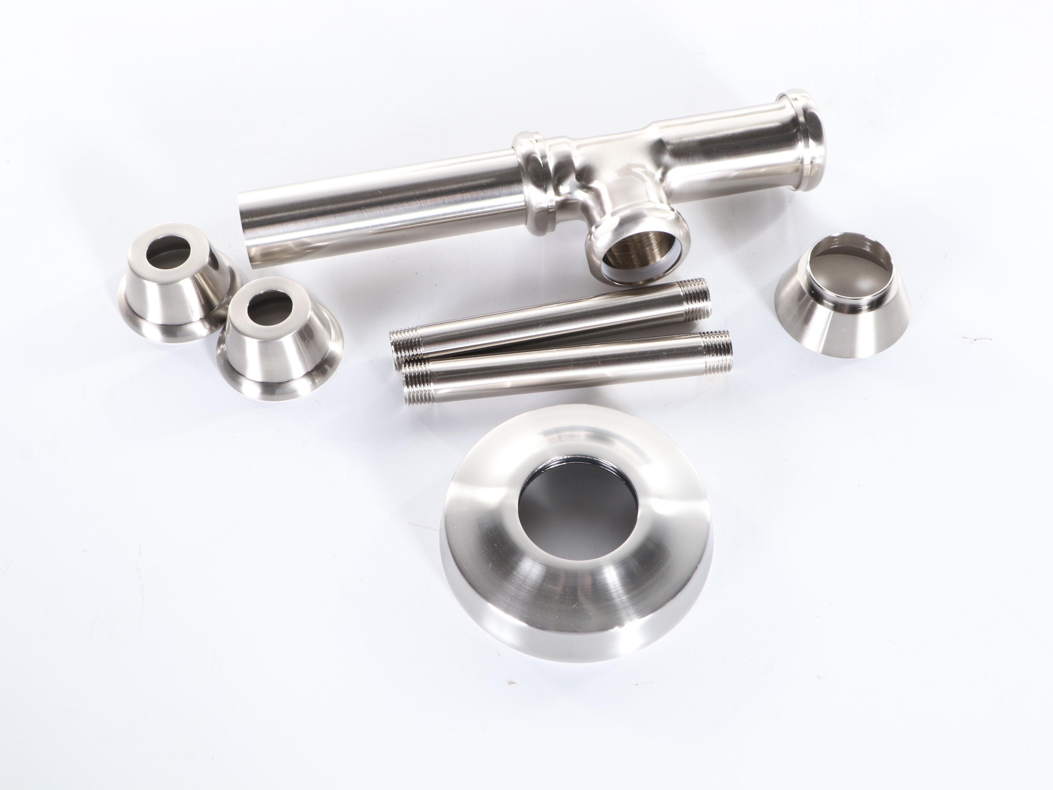 Brushed Nickel Finish Freestanding Tub Filler with Hand Shower and More