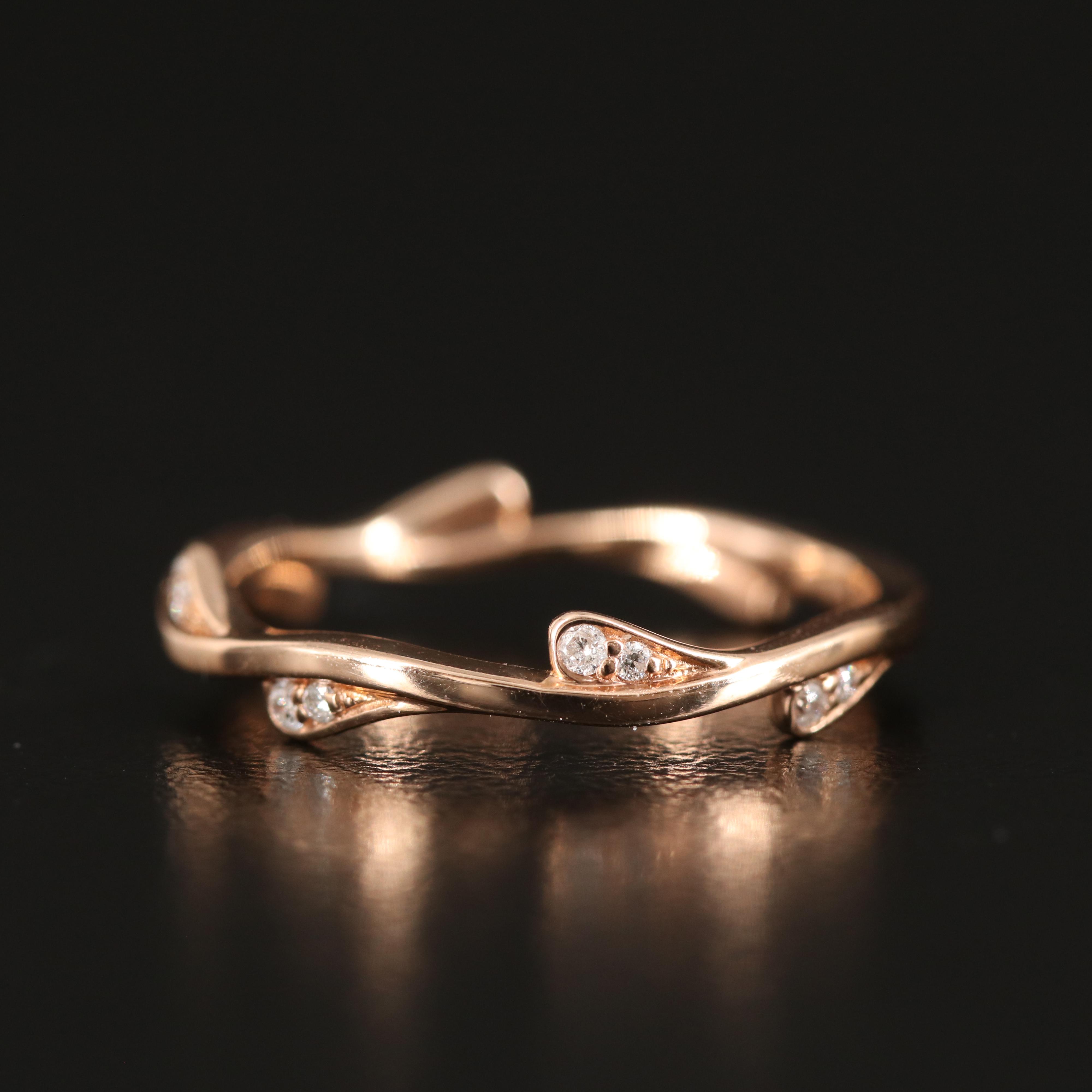14K Rose Gold 0.10 CTW Diamond Vine Band