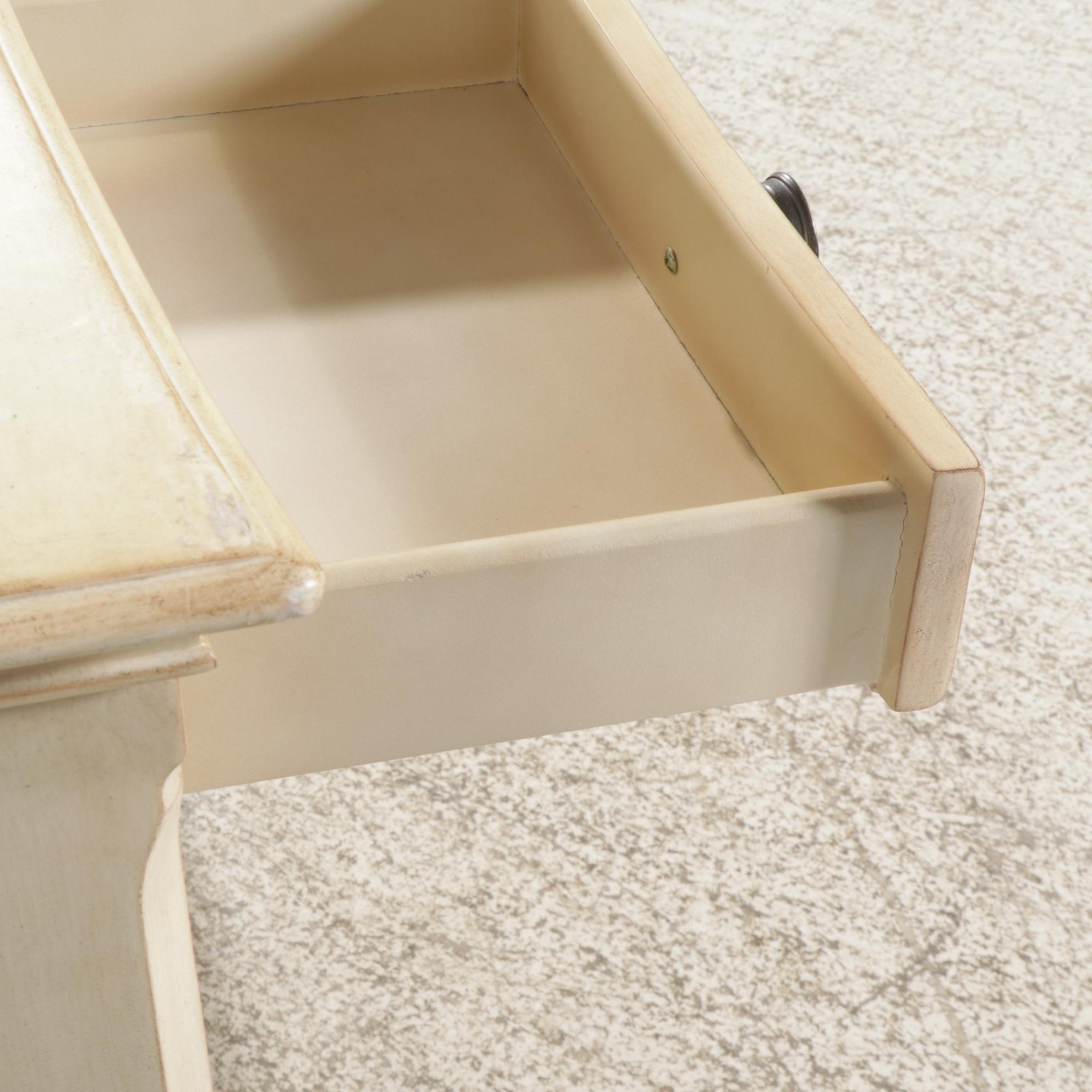 French Provincial Style Paint-Decorated Concave Form Cabinet with Drawers