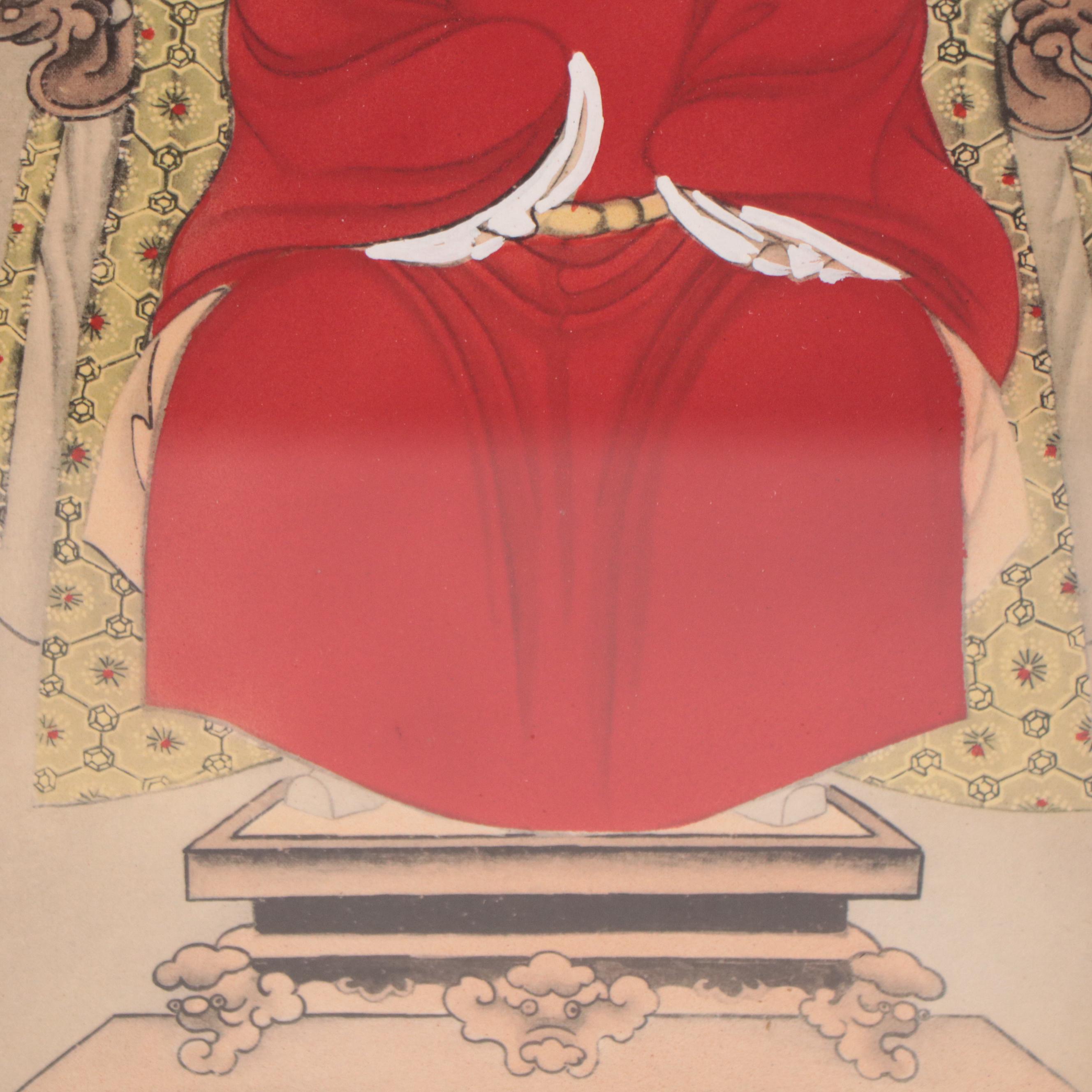 Chinese Ancestor Portrait Gouache Paintings