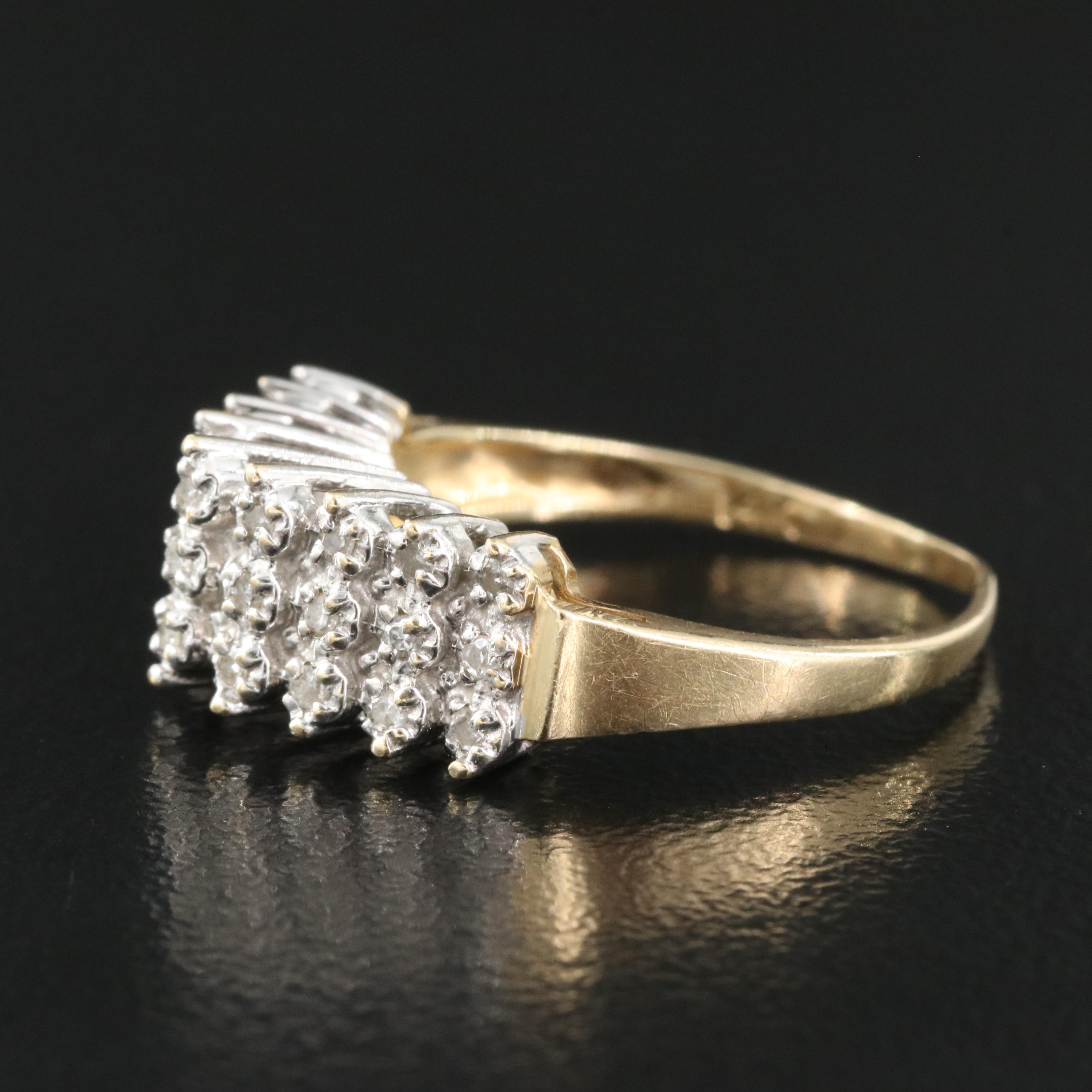 14K 0.10 CTW Diamond Stepped Ring