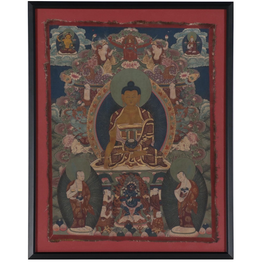 Himalayan Shakyamuni Buddha Thangka Painting