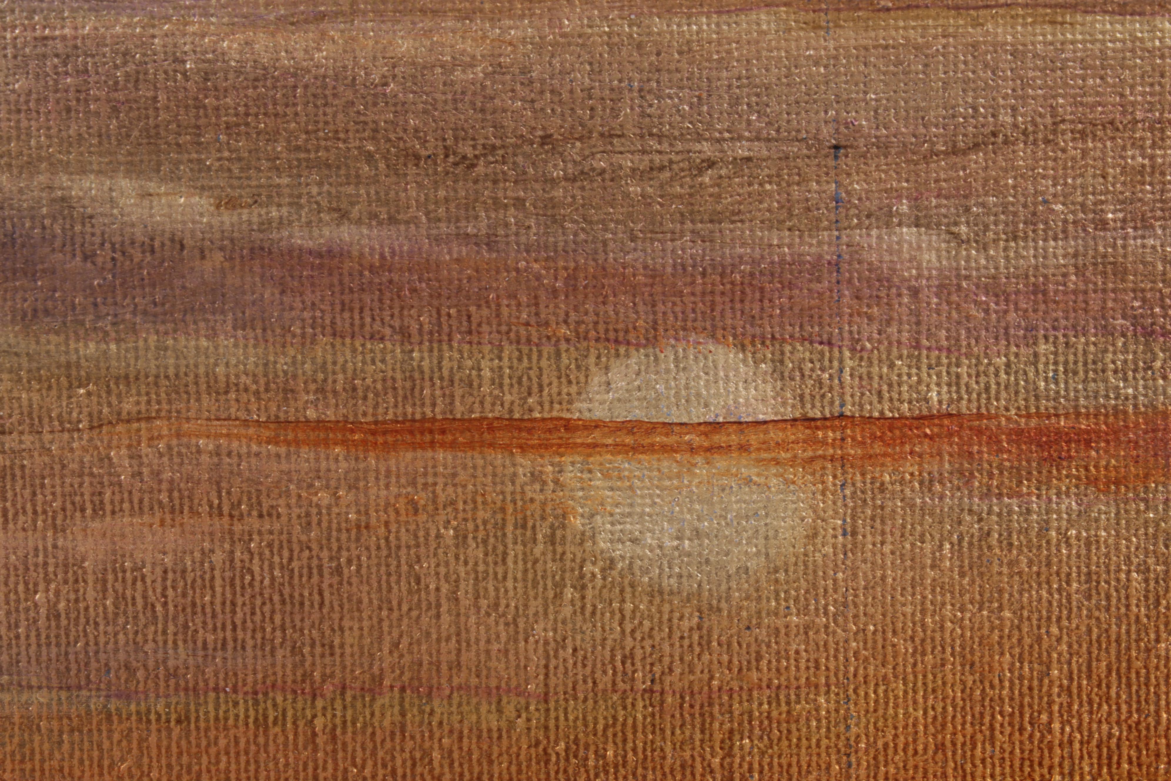 Farnoosh Lanjani Oil Painting With Gold Leaf "Seascape III," 2022