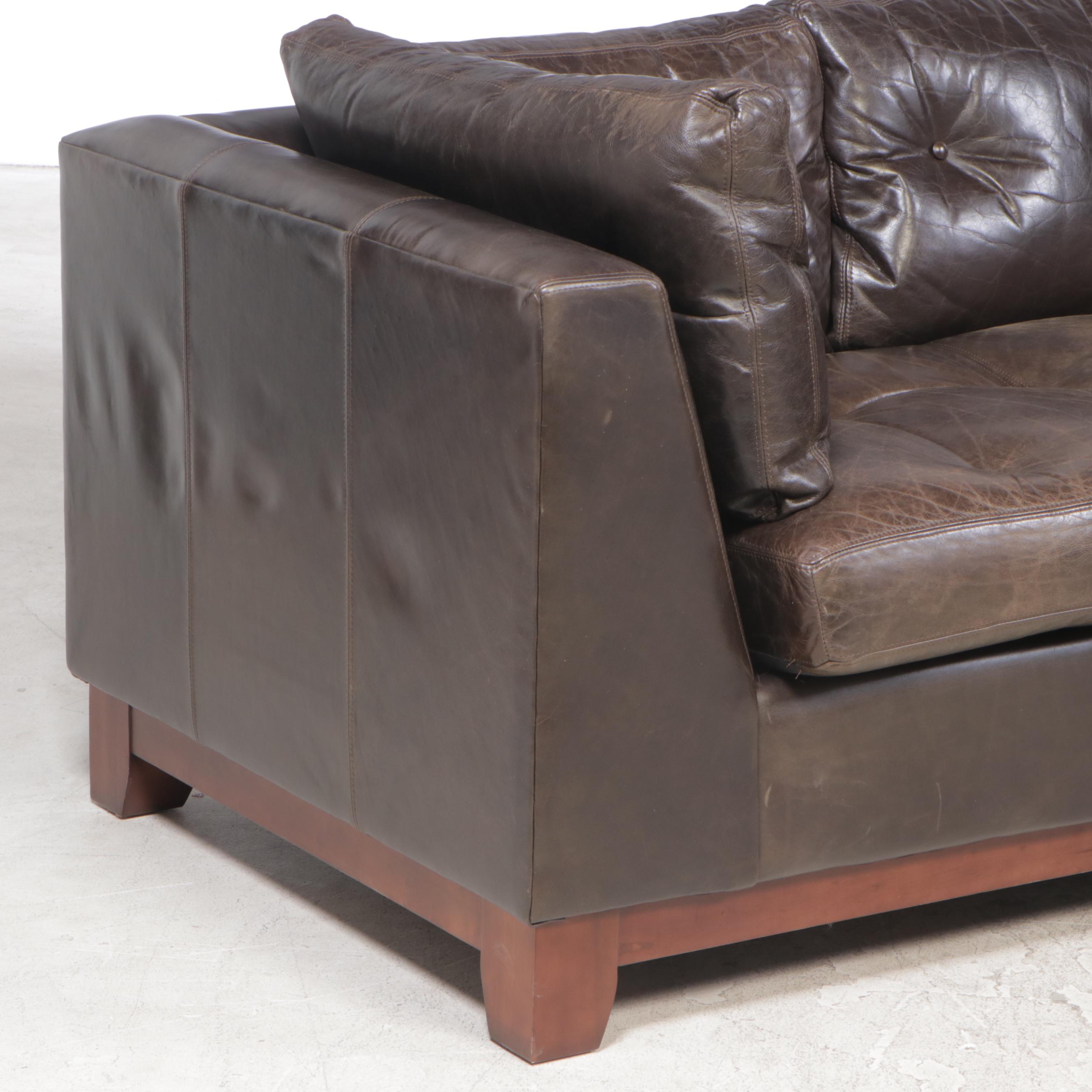 Arhaus Leather Two-Piece Sectional Sofa