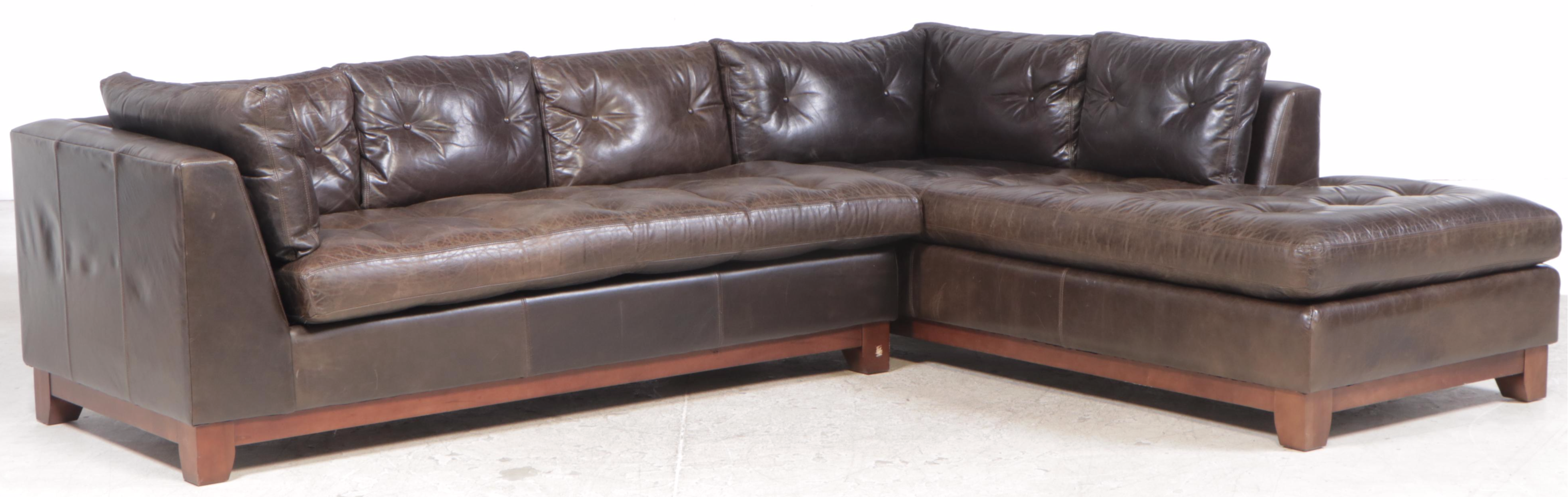 Arhaus Leather Two-Piece Sectional Sofa