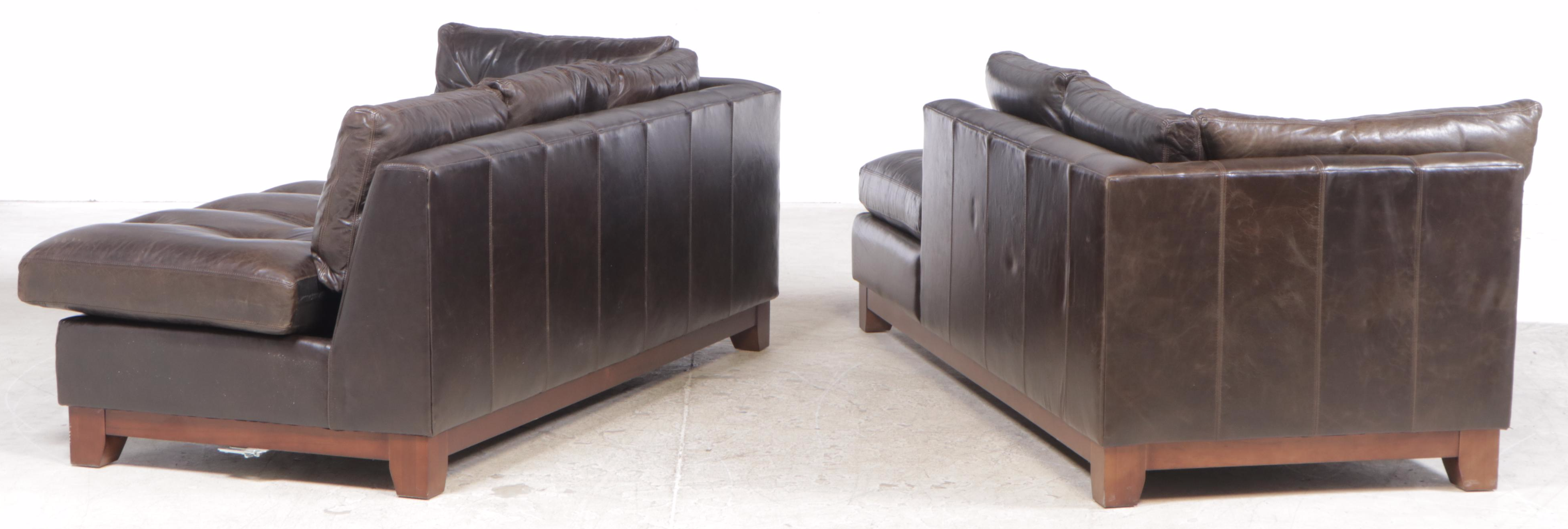 Arhaus Leather Two-Piece Sectional Sofa