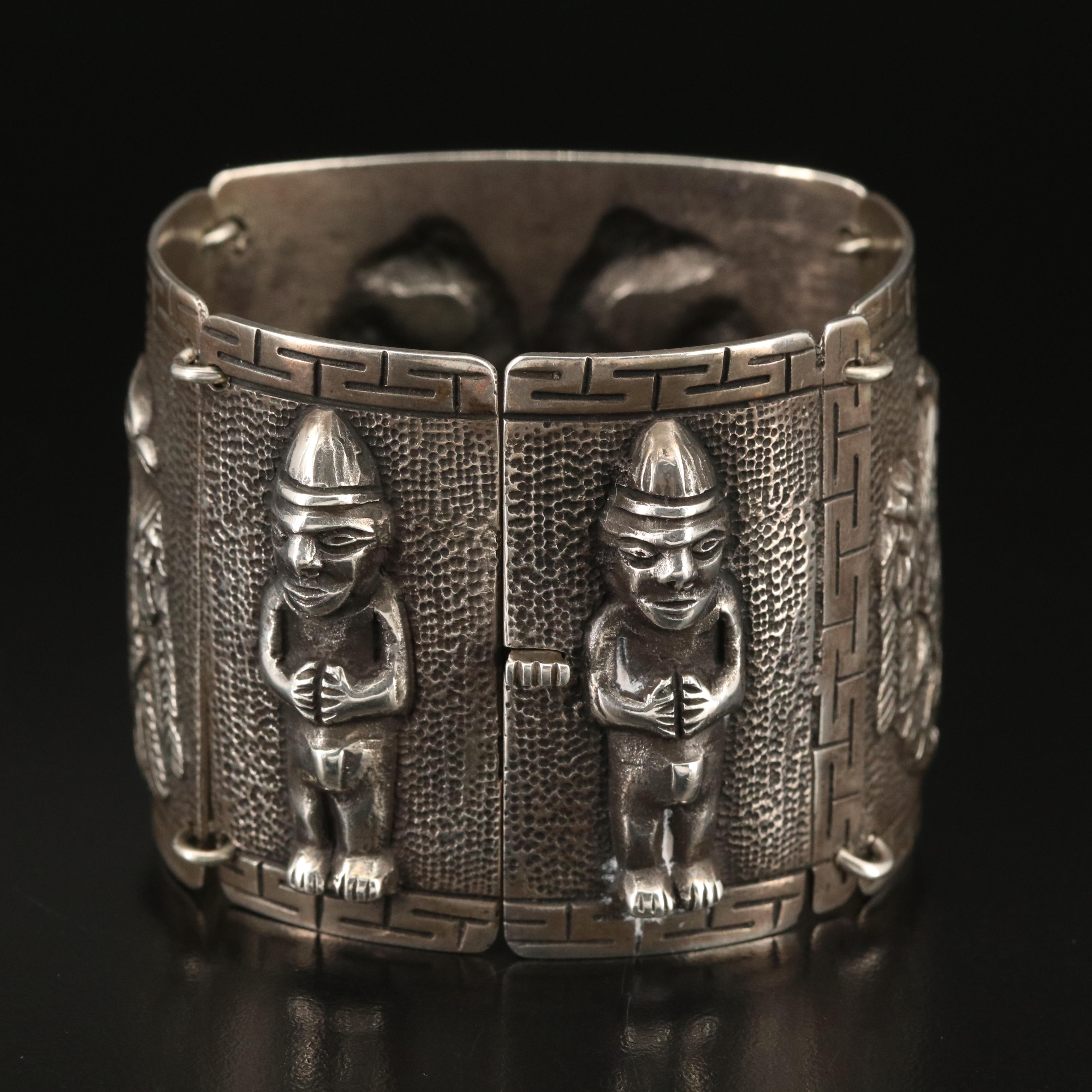 900 Silver Pre-Columbian Double Eagle Panel Bracelet