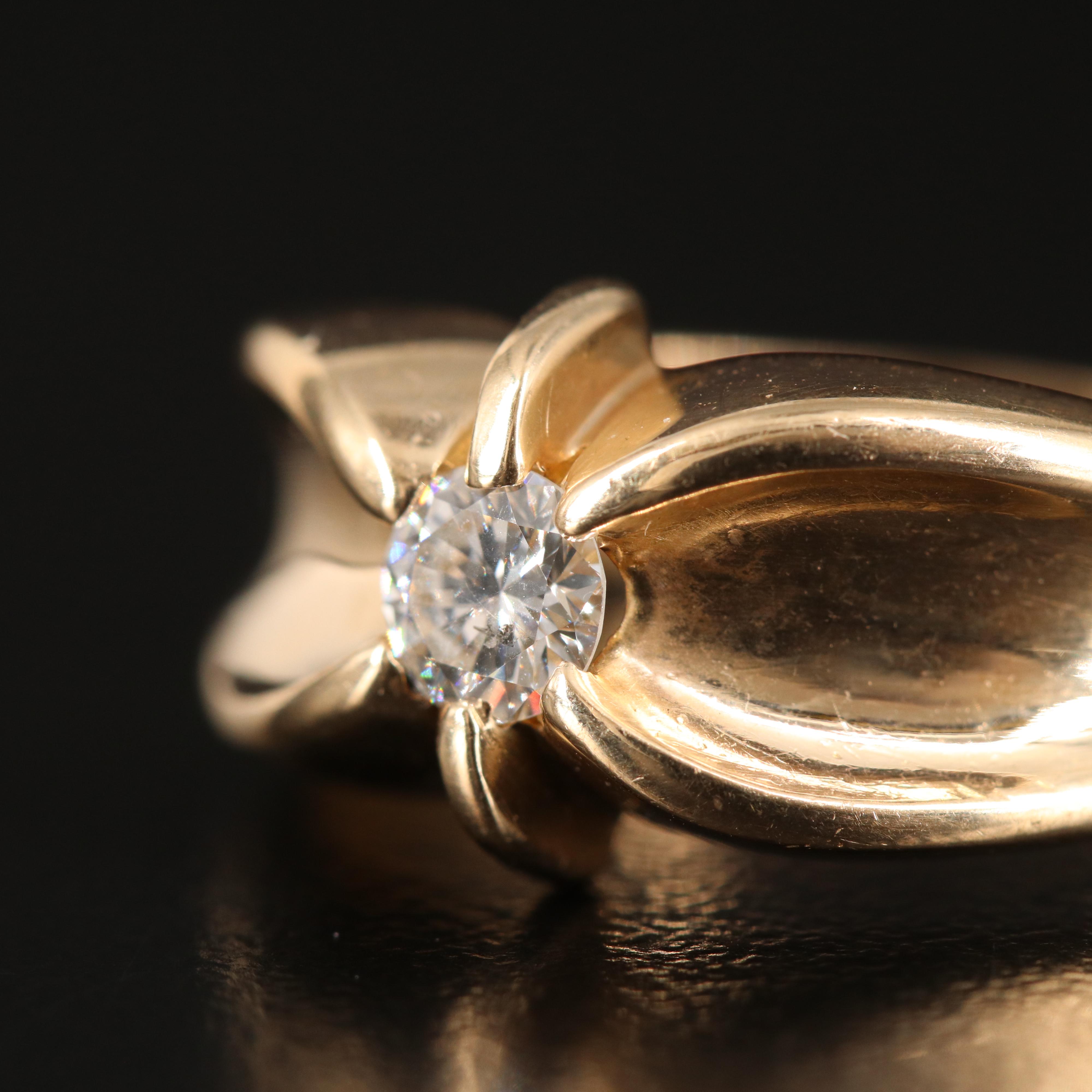 14K 0.33 CT Diamond Belcher Ring