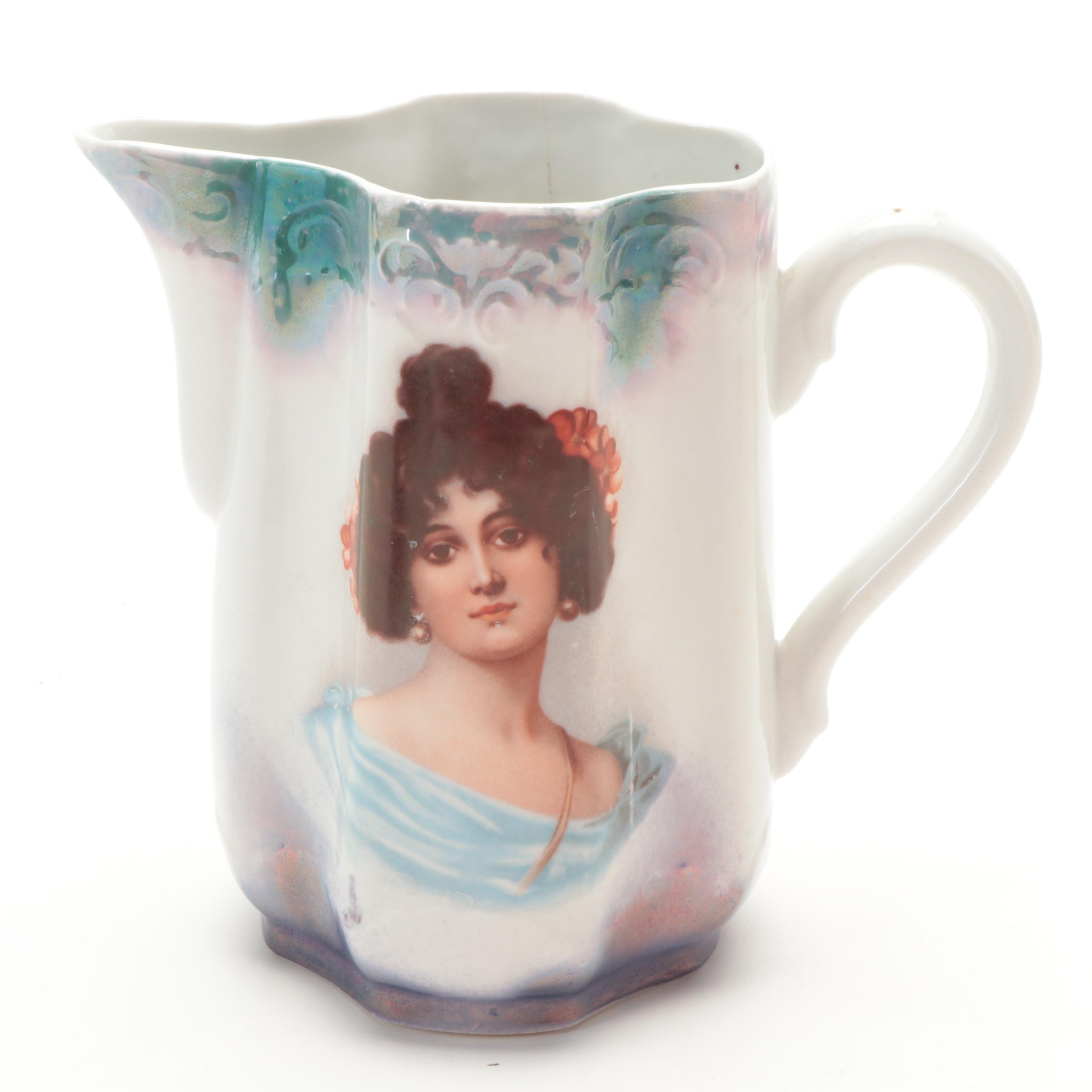 Warwick Ioga Ceramic Handled Portrait Vase with Other Porcelain Vase and Pitcher