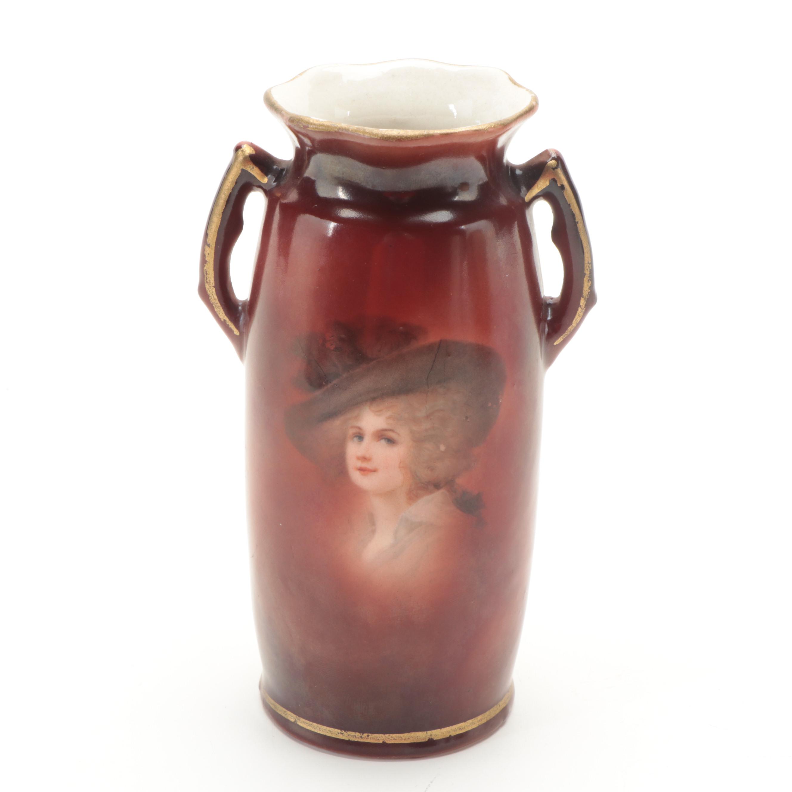 Warwick Ioga Ceramic Handled Portrait Vase with Other Porcelain Vase and Pitcher