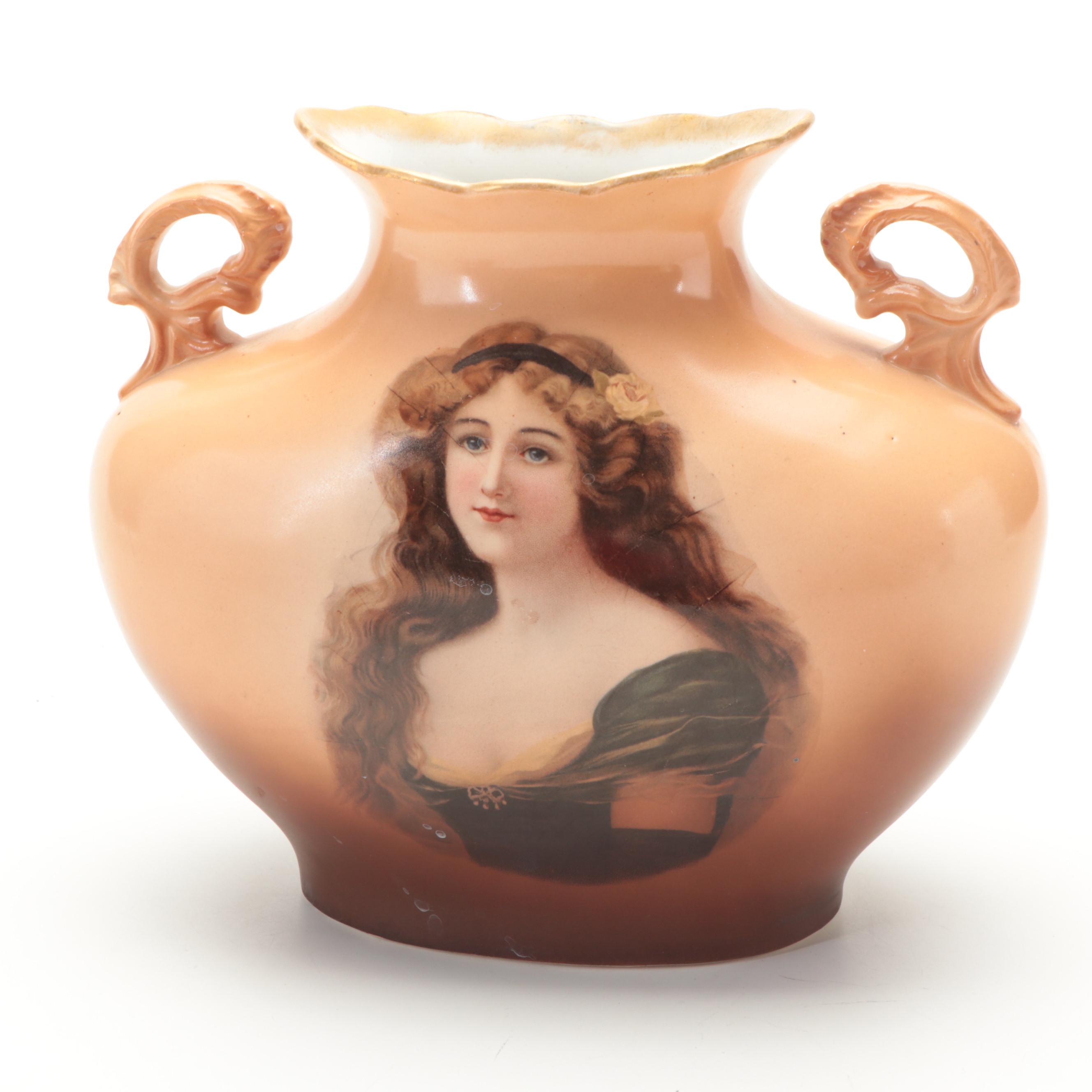 Warwick Ioga Ceramic Handled Portrait Vase with Other Porcelain Vase and Pitcher