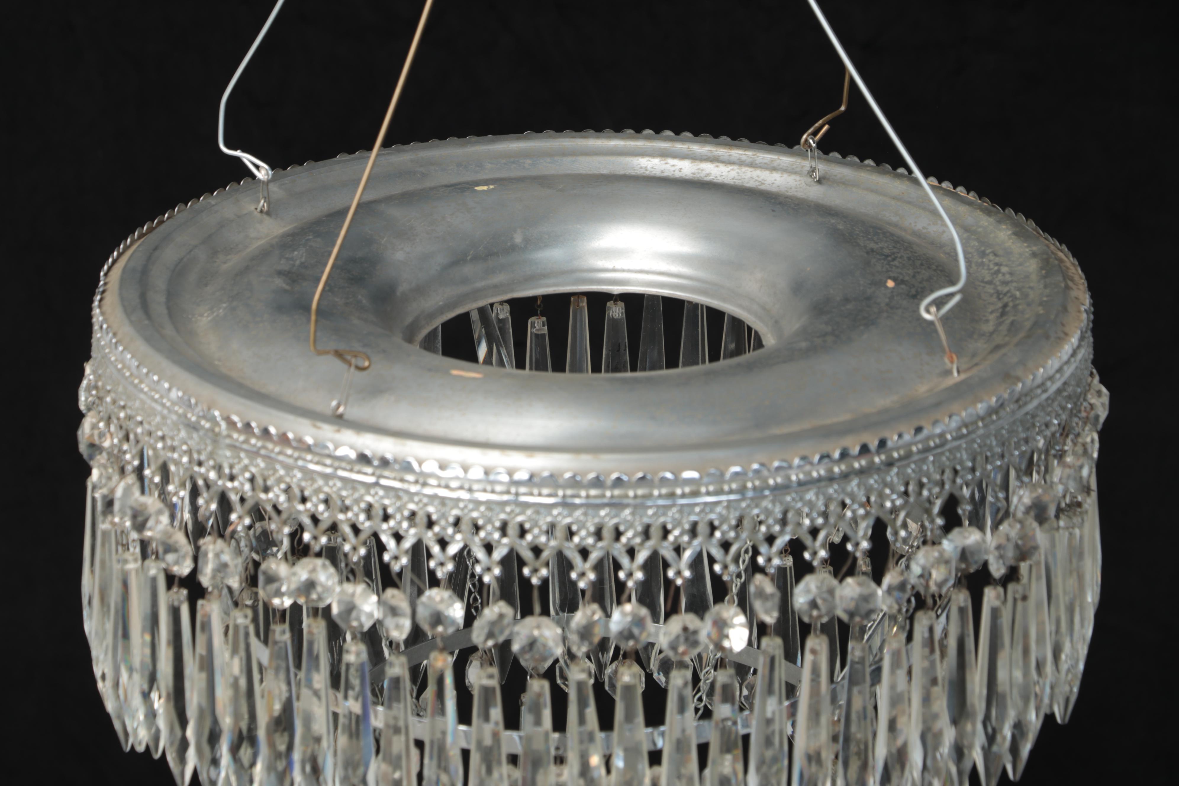 Tiered Chrome, Crystal and Glass Prism Pendant Light