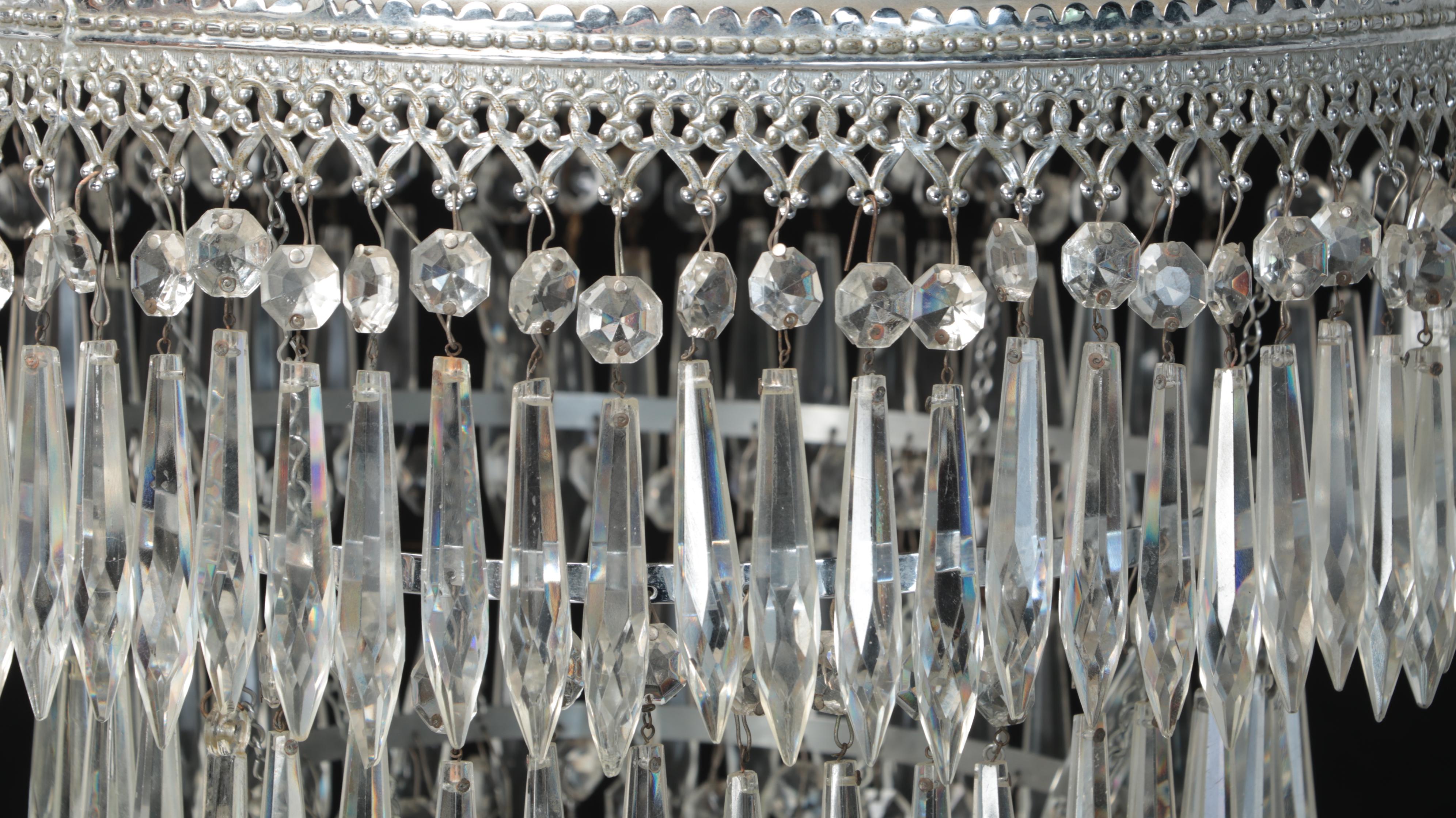 Tiered Chrome, Crystal and Glass Prism Pendant Light