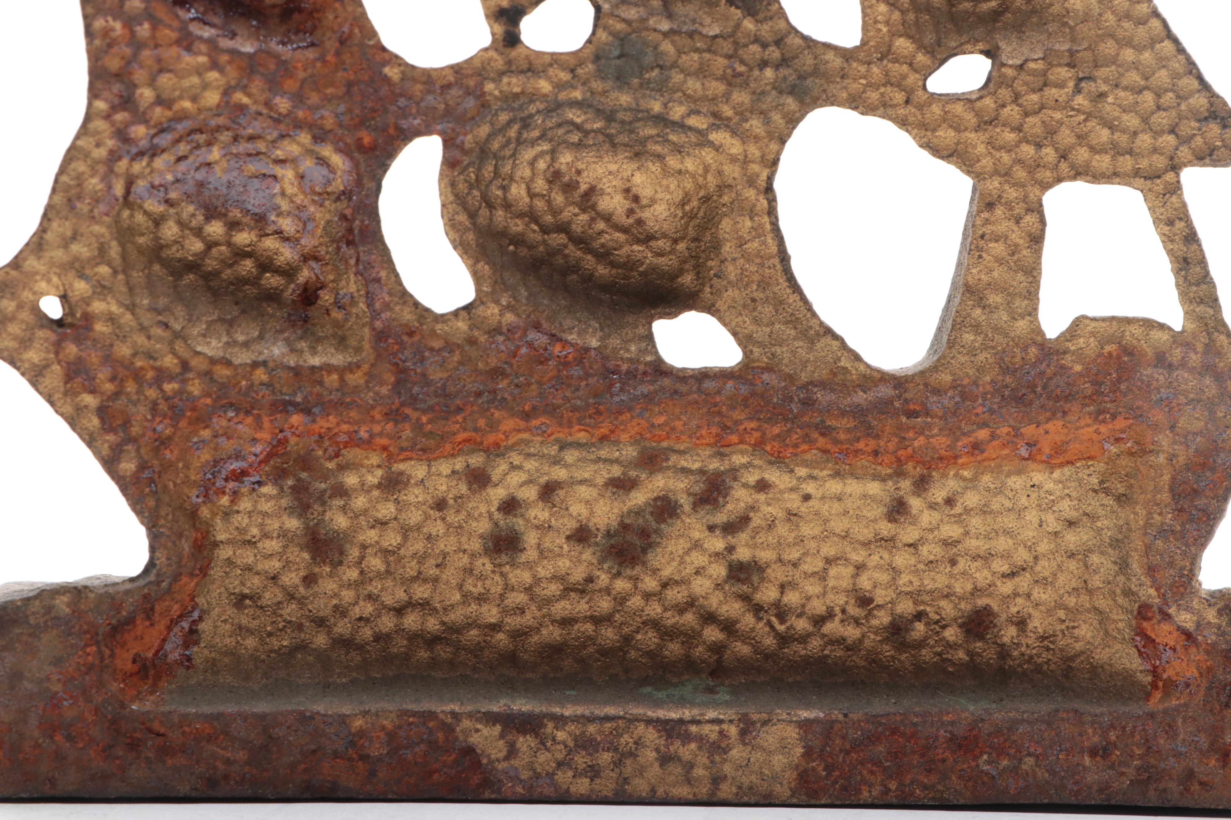 Painted Cast Iron Clipper Ship Bookends, Mid-20th Century