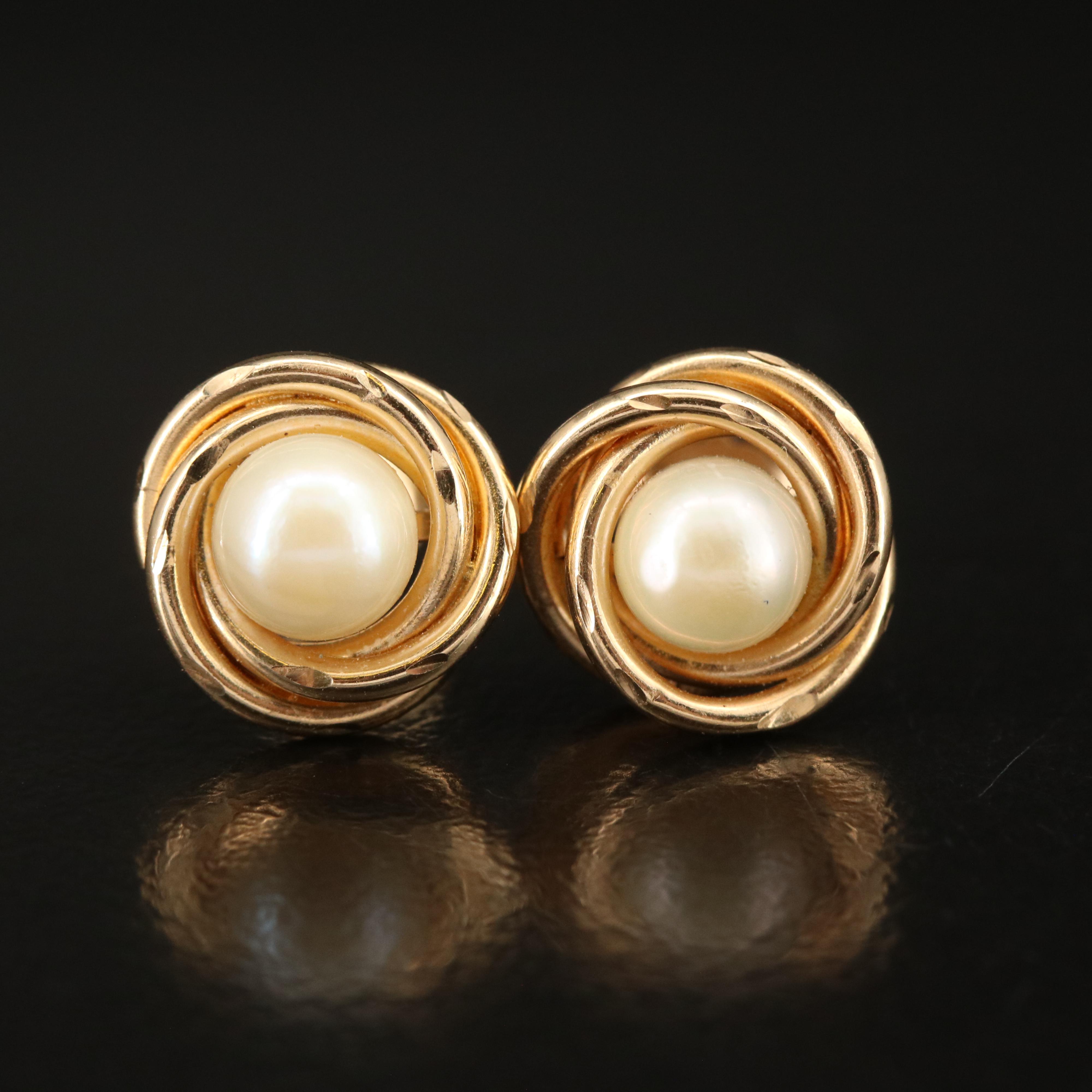 14K Pearl Stud Earrings