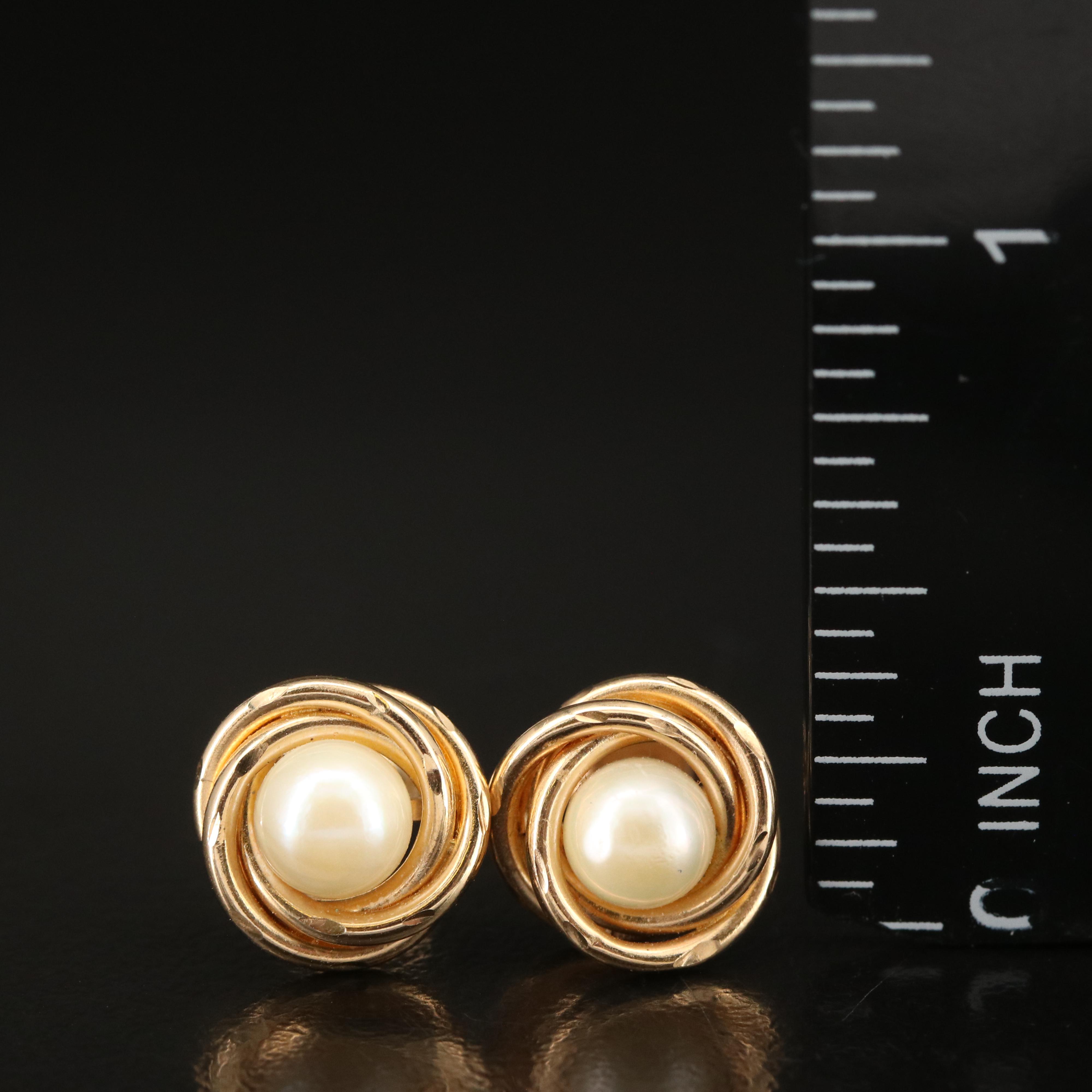 14K Pearl Stud Earrings