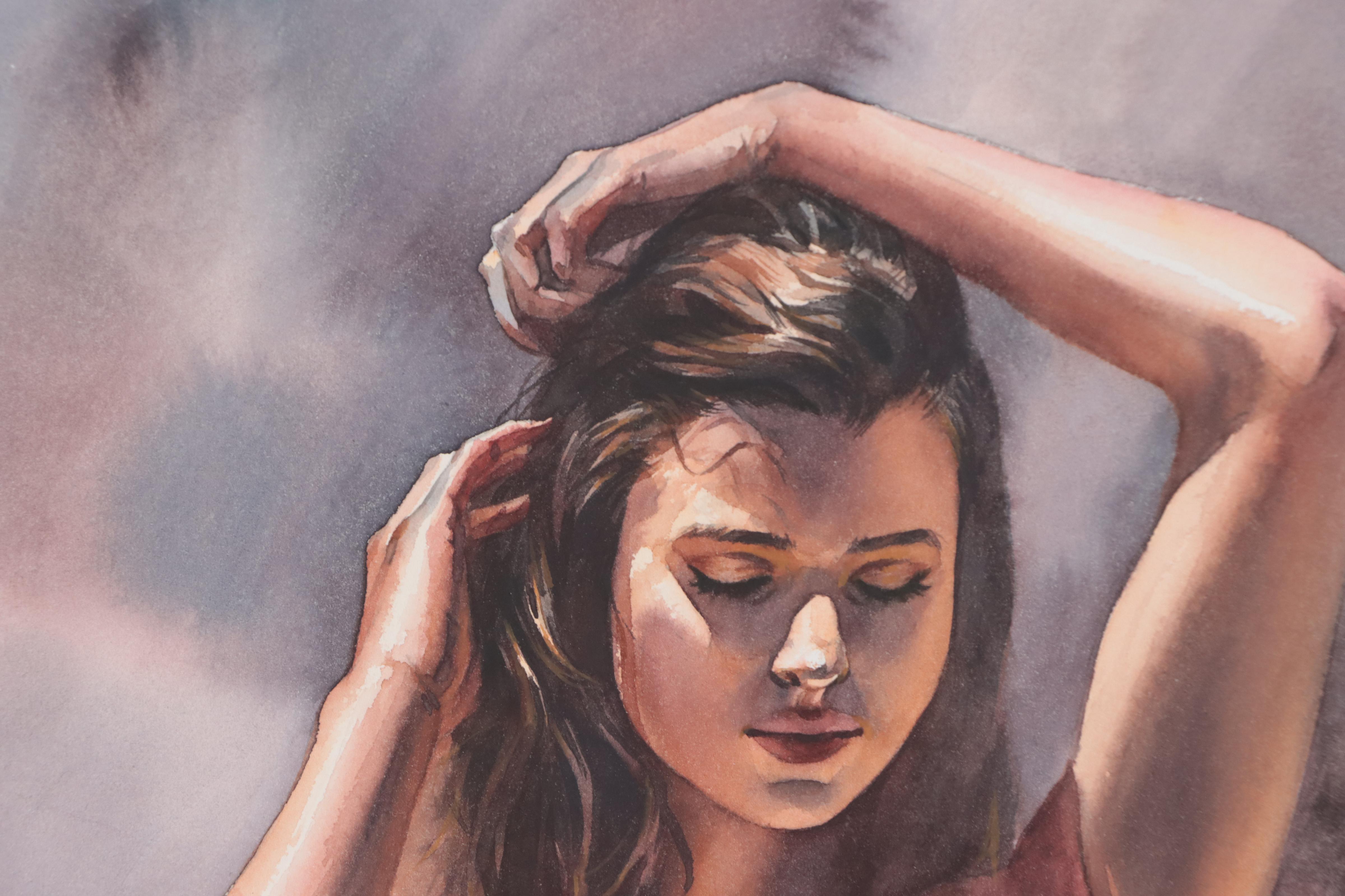 Anastasija Serdnova Watercolor Painting of Nude, 2021