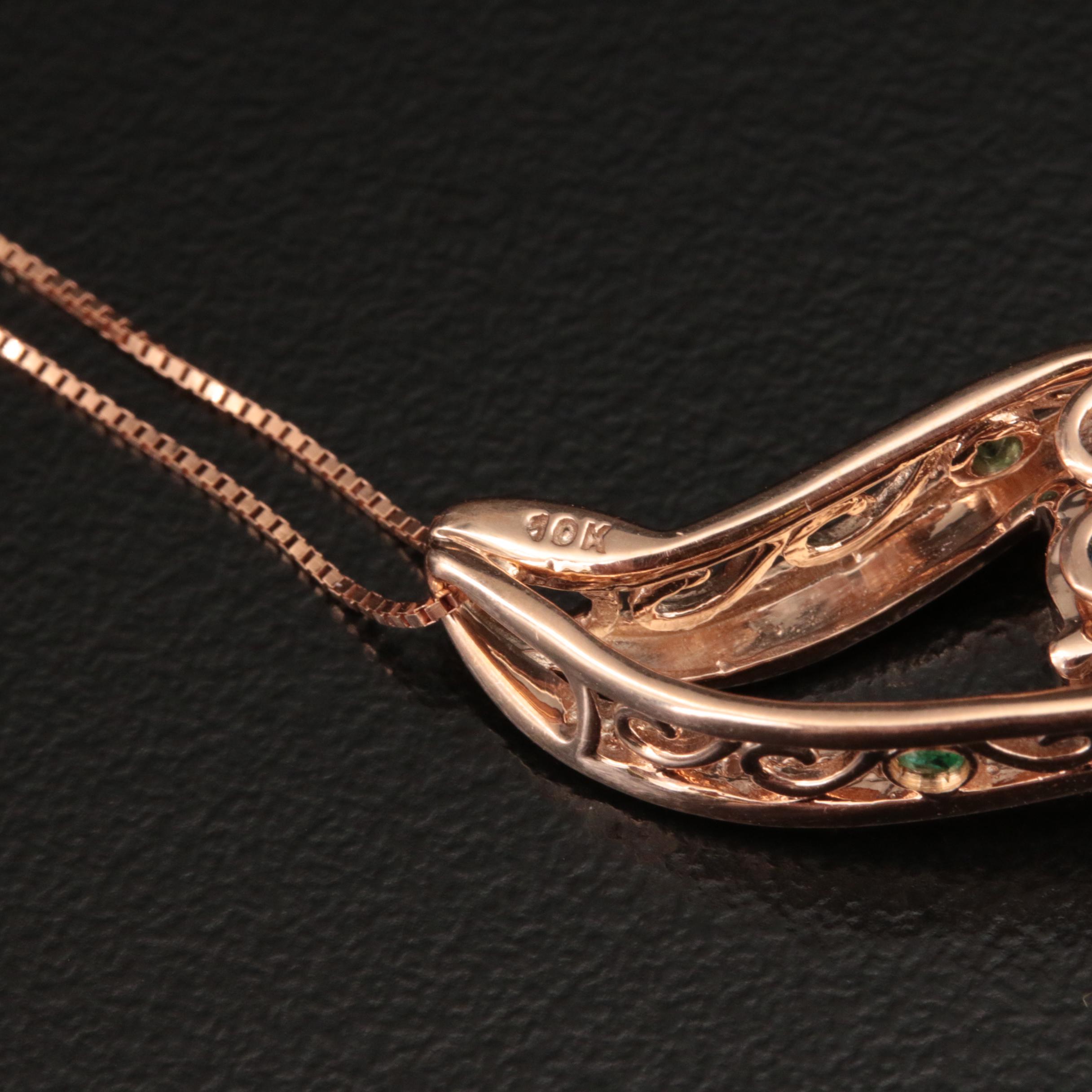 10K Rose Gold London Blue Topaz and Diamond Pendant Necklace