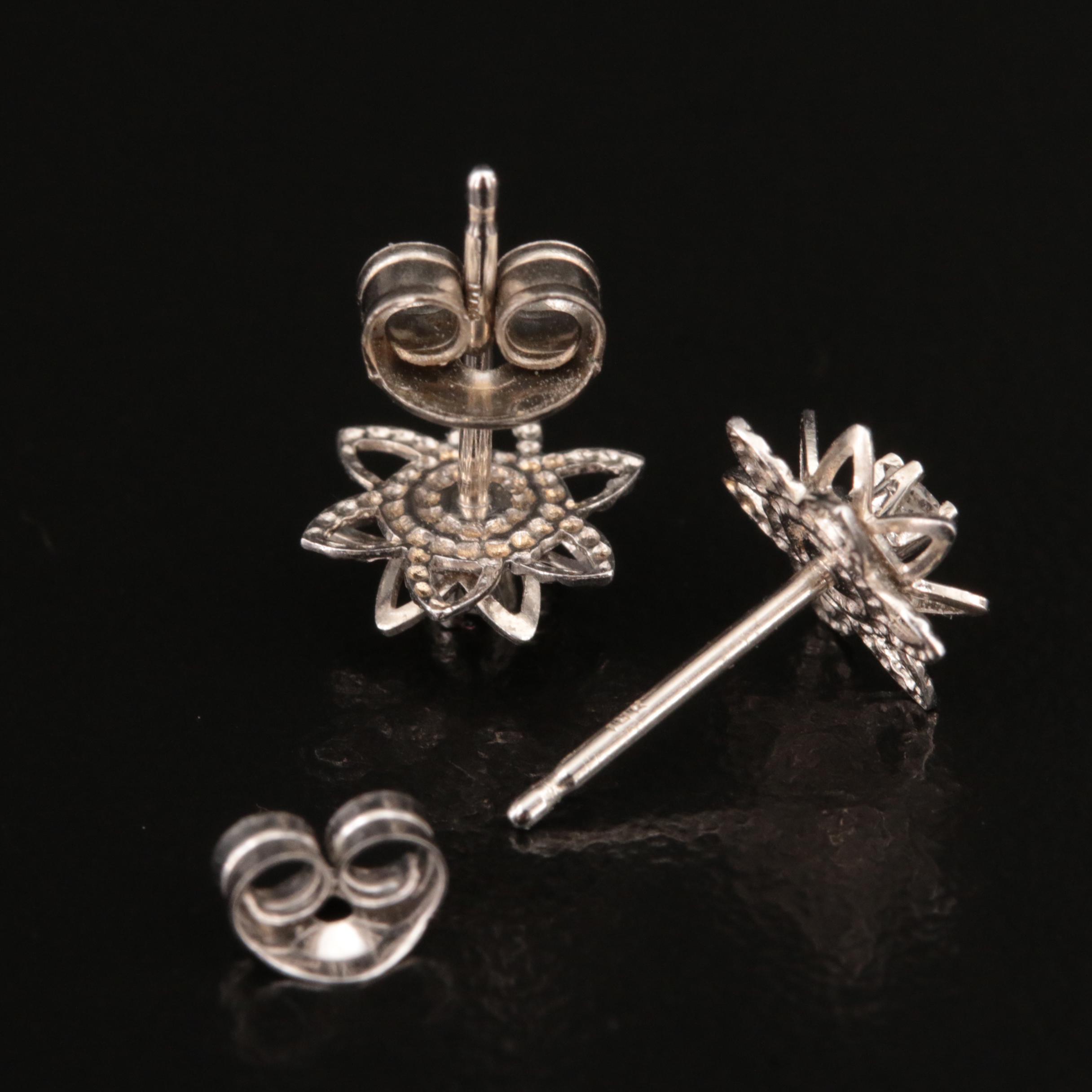 14K Diamond Flower Stud Earrings