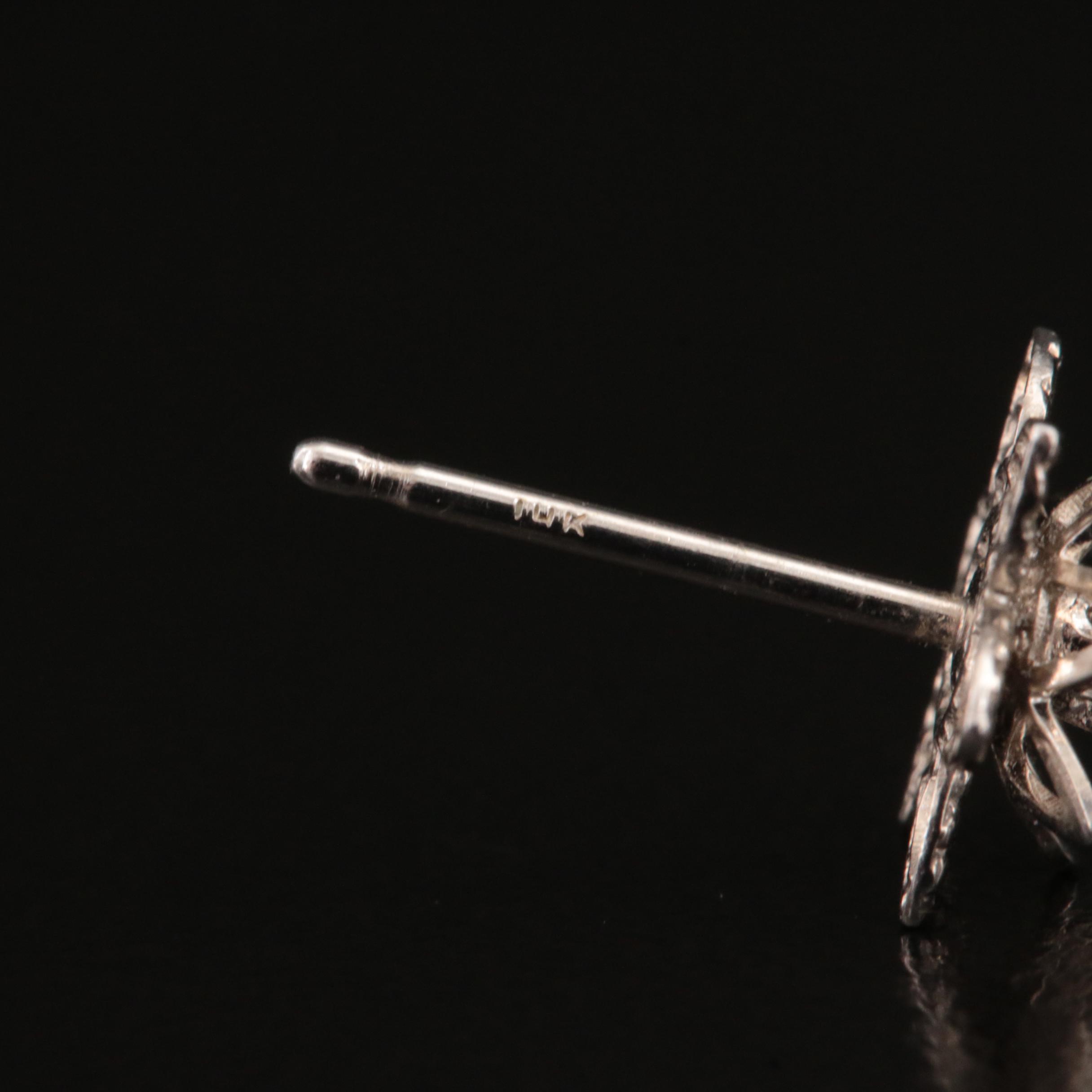 14K Diamond Flower Stud Earrings