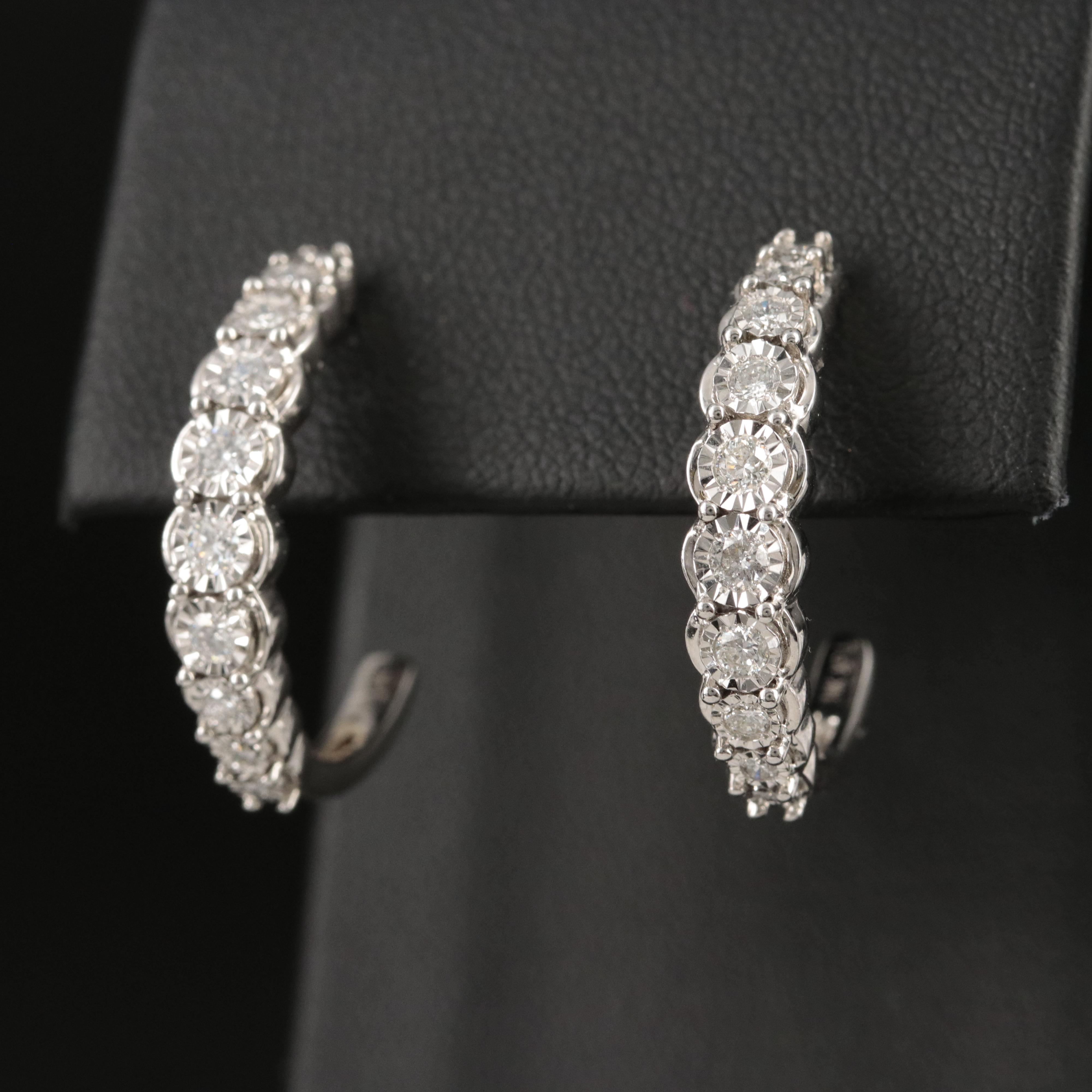 14K 0.51 CTW Diamond Half Hoop Earrings