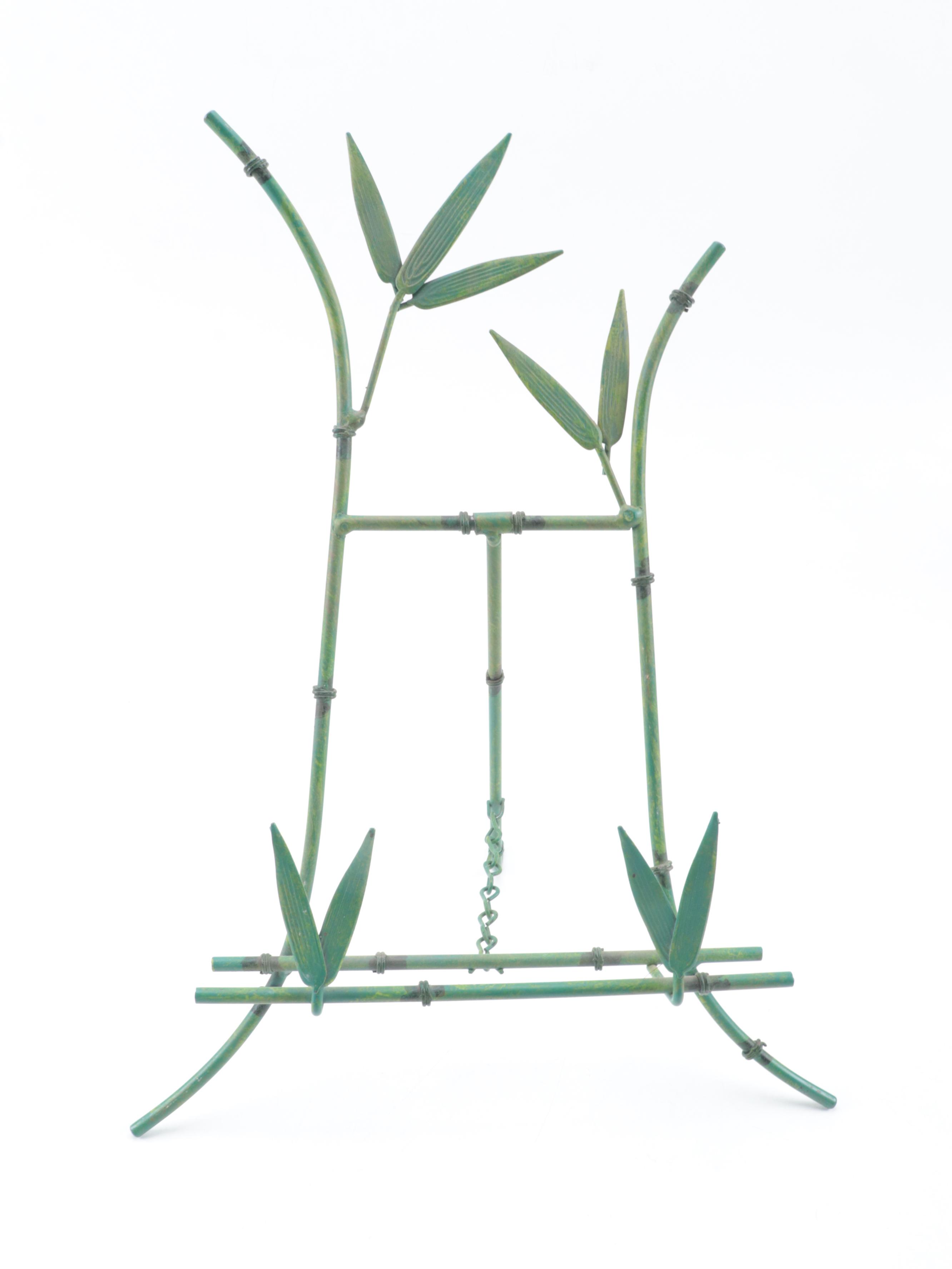 Philippine Carved and Polychromed Basket of Flowers on Bamboo-Form Easel