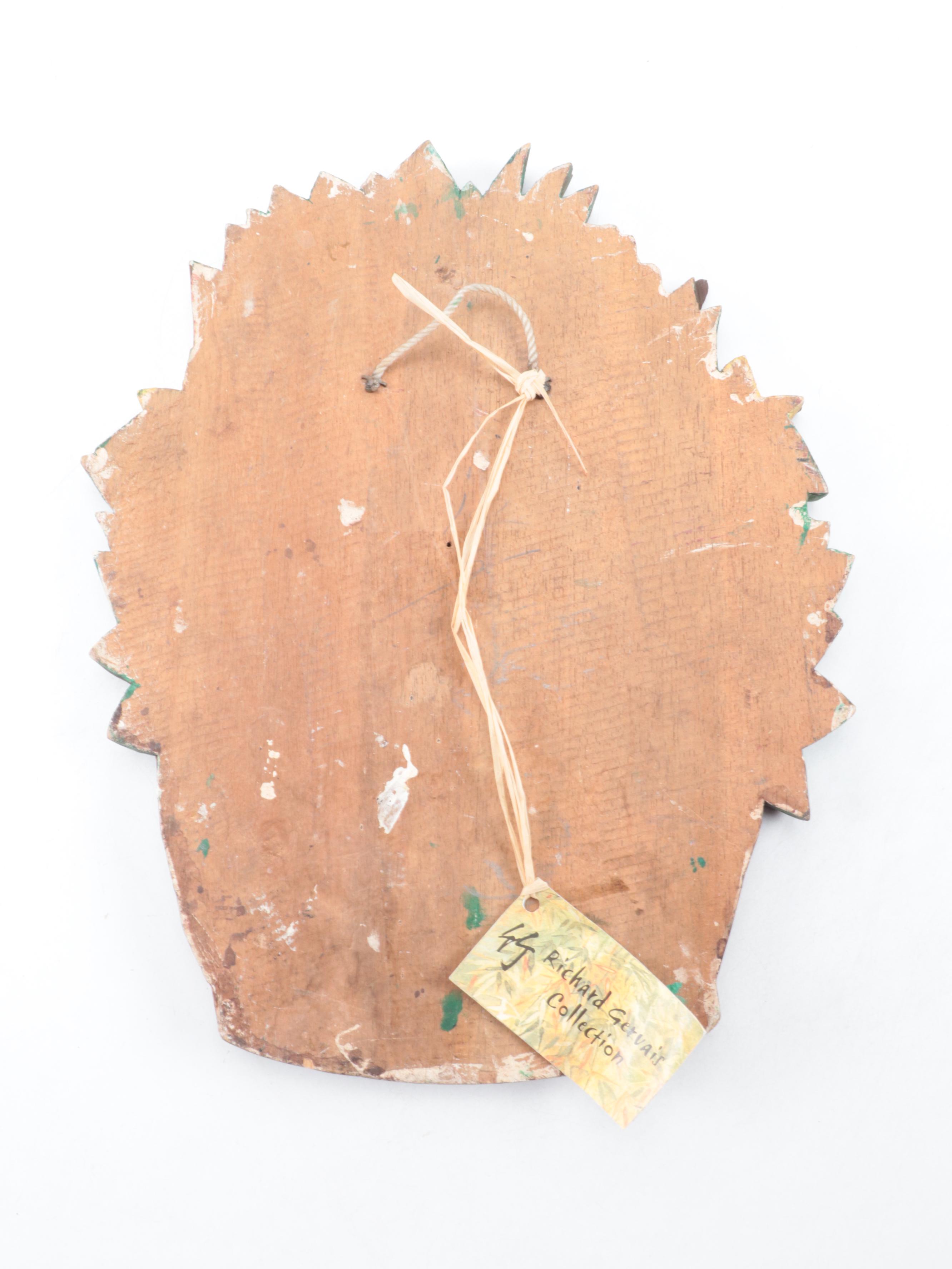 Philippine Carved and Polychromed Basket of Flowers on Bamboo-Form Easel