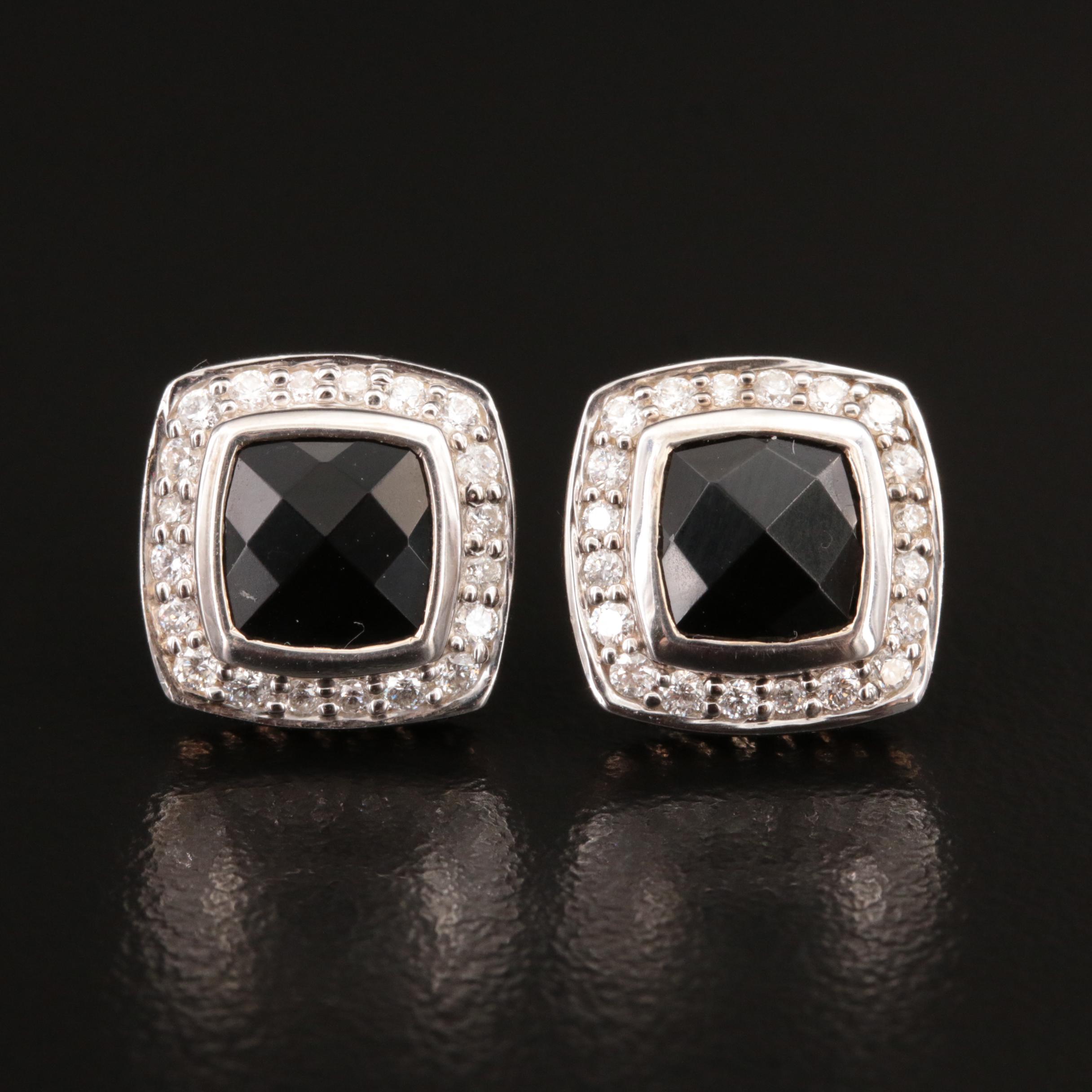 David Yurman "Albion" Black Onyx and Diamond Stud Earrings