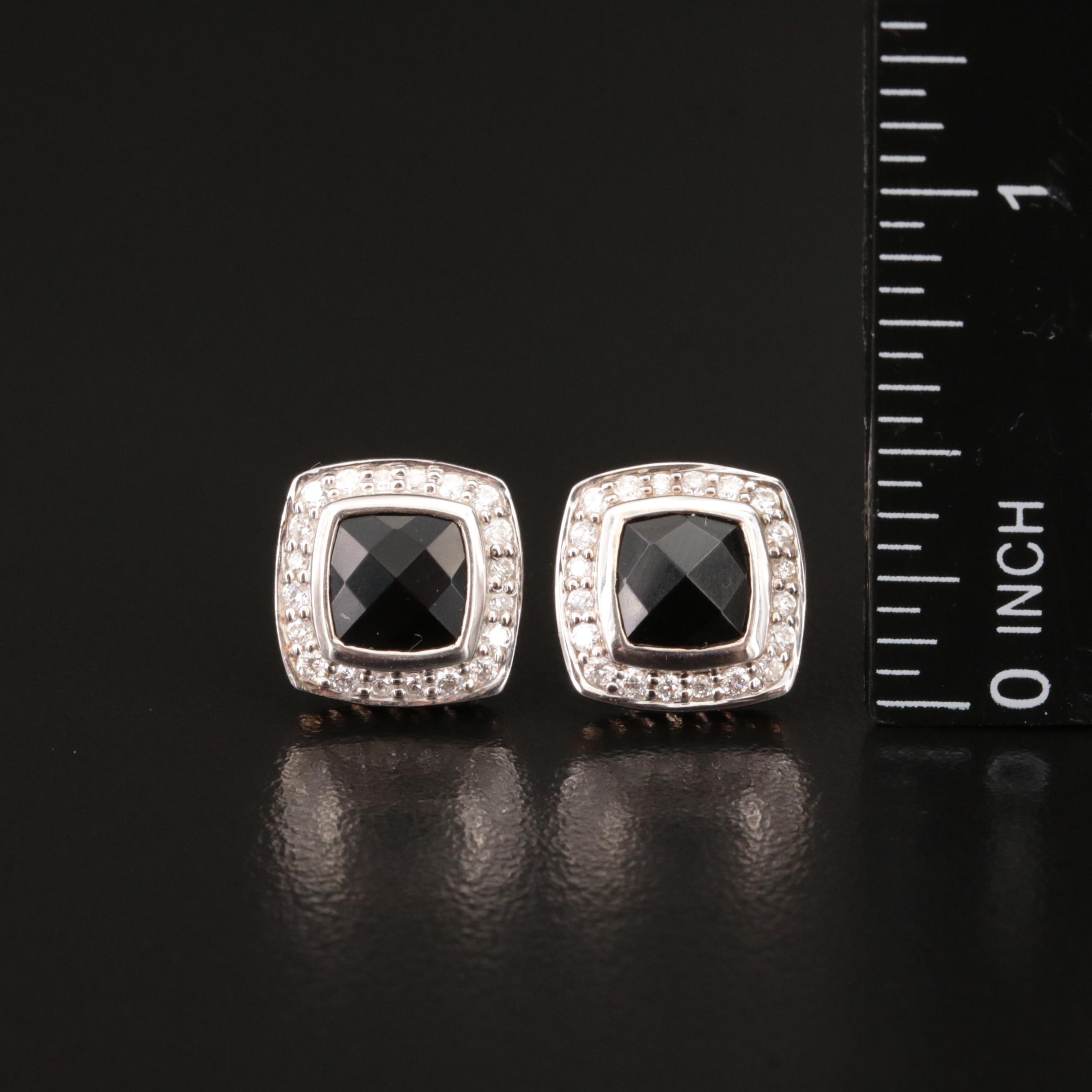 David Yurman "Albion" Black Onyx and Diamond Stud Earrings