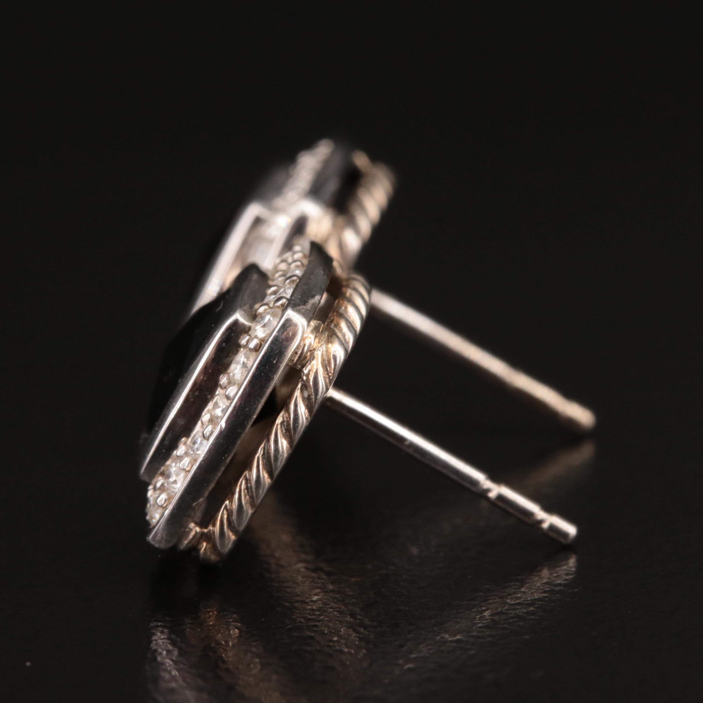 David Yurman "Albion" Black Onyx and Diamond Stud Earrings