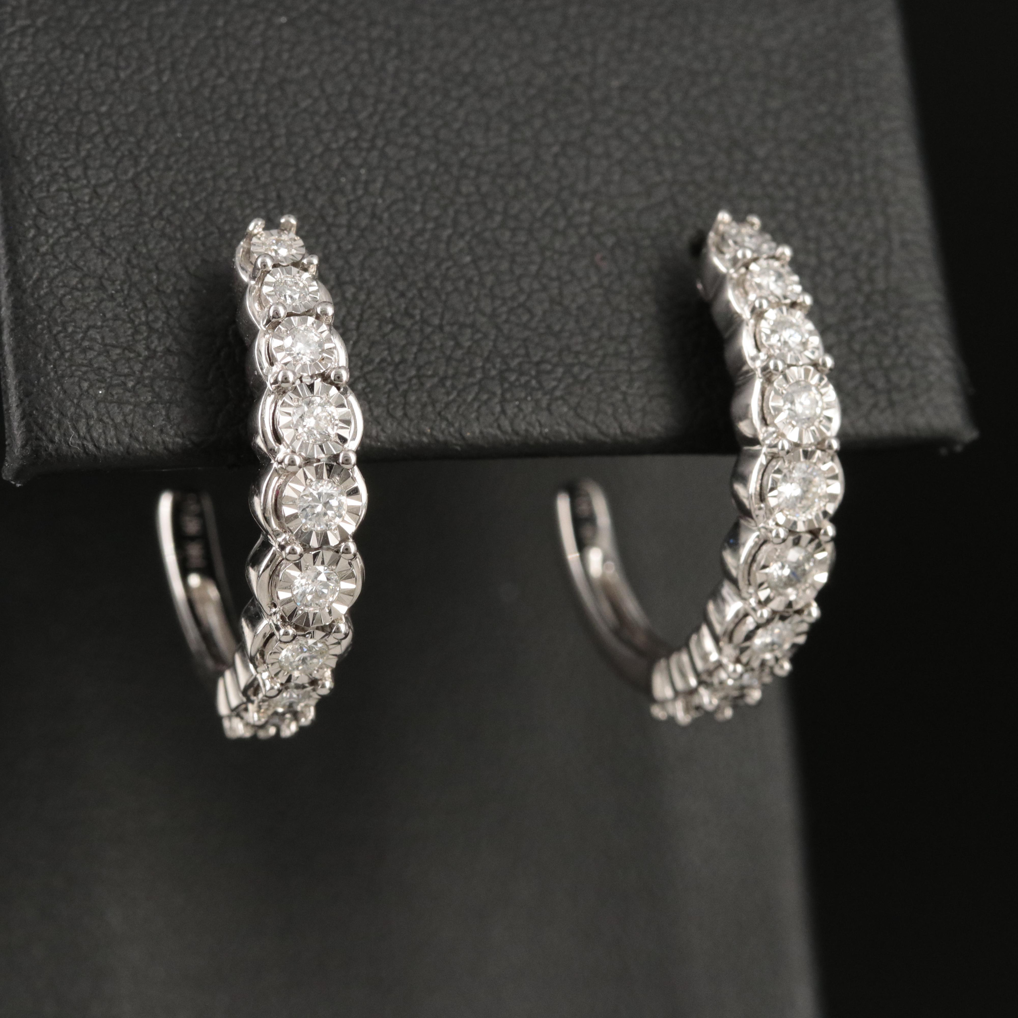 14K 0.52 CTW Diamond Half Hoop Earrings