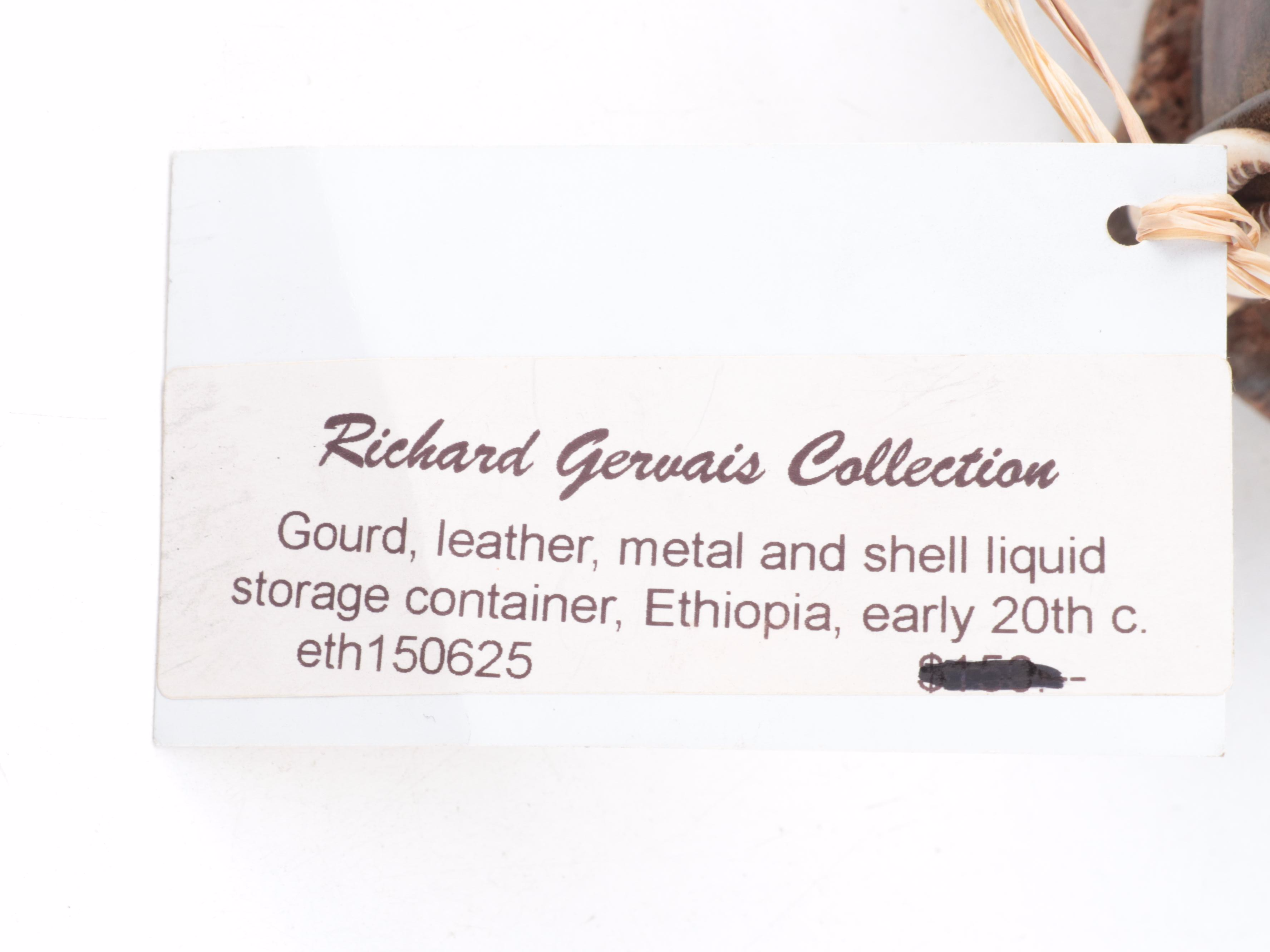 Ethiopian Gourd Storage Vessel with Cowrie, Leather, Wire Detail, Other Gourd