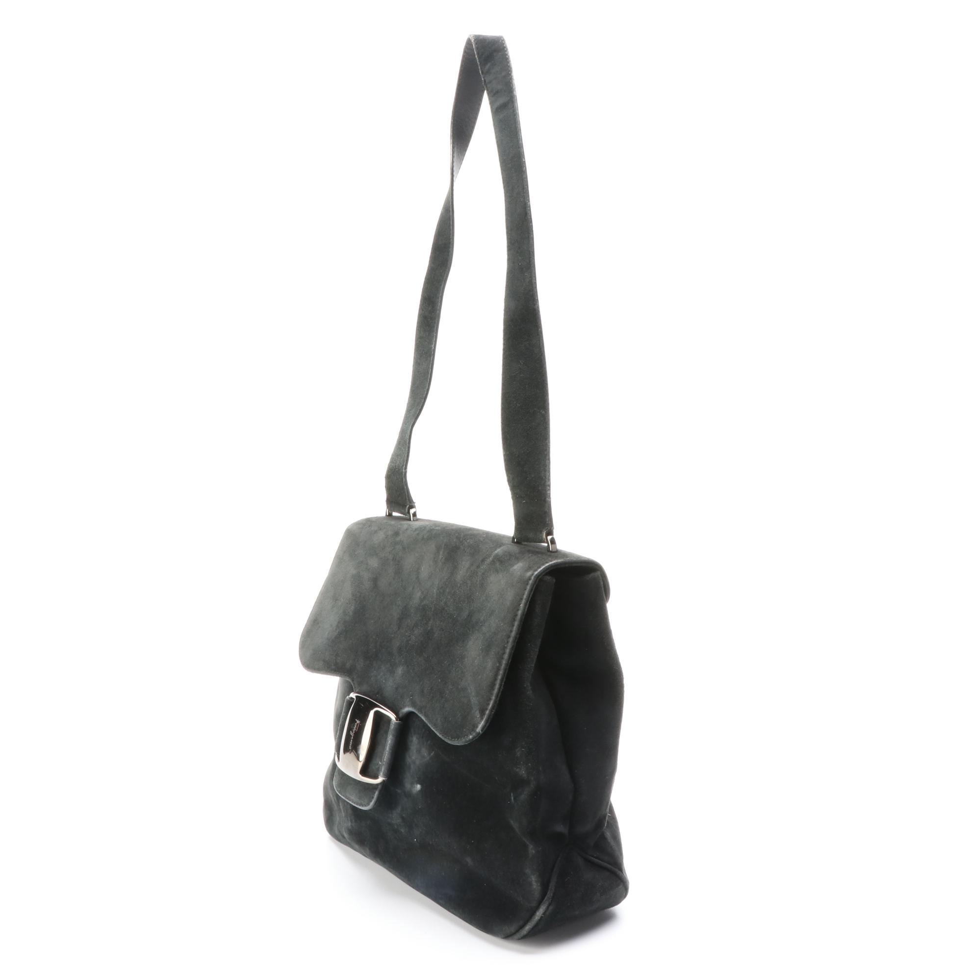 Salvatore Ferragamo Suede Small Flap Shoulder Bag
