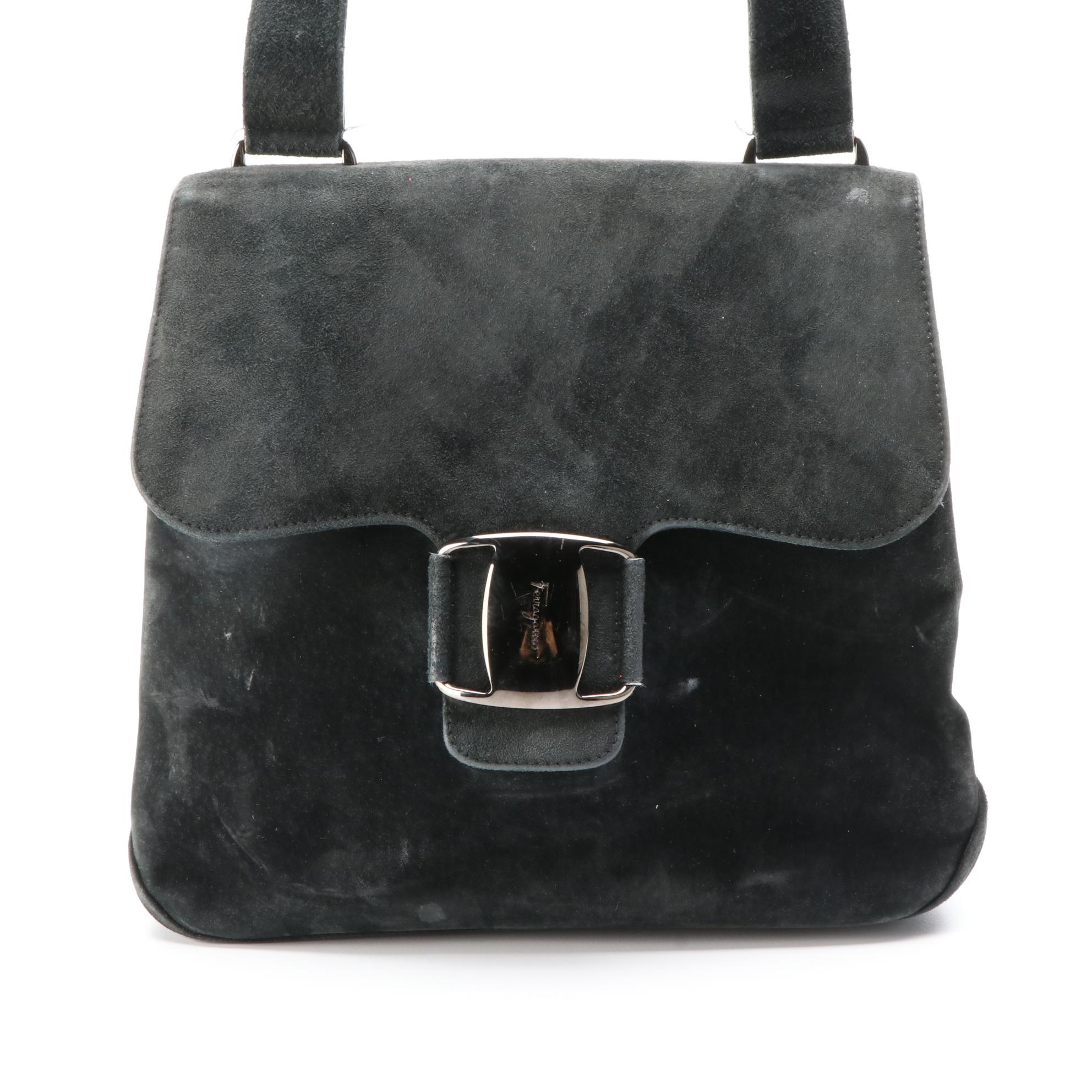 Salvatore Ferragamo Suede Small Flap Shoulder Bag