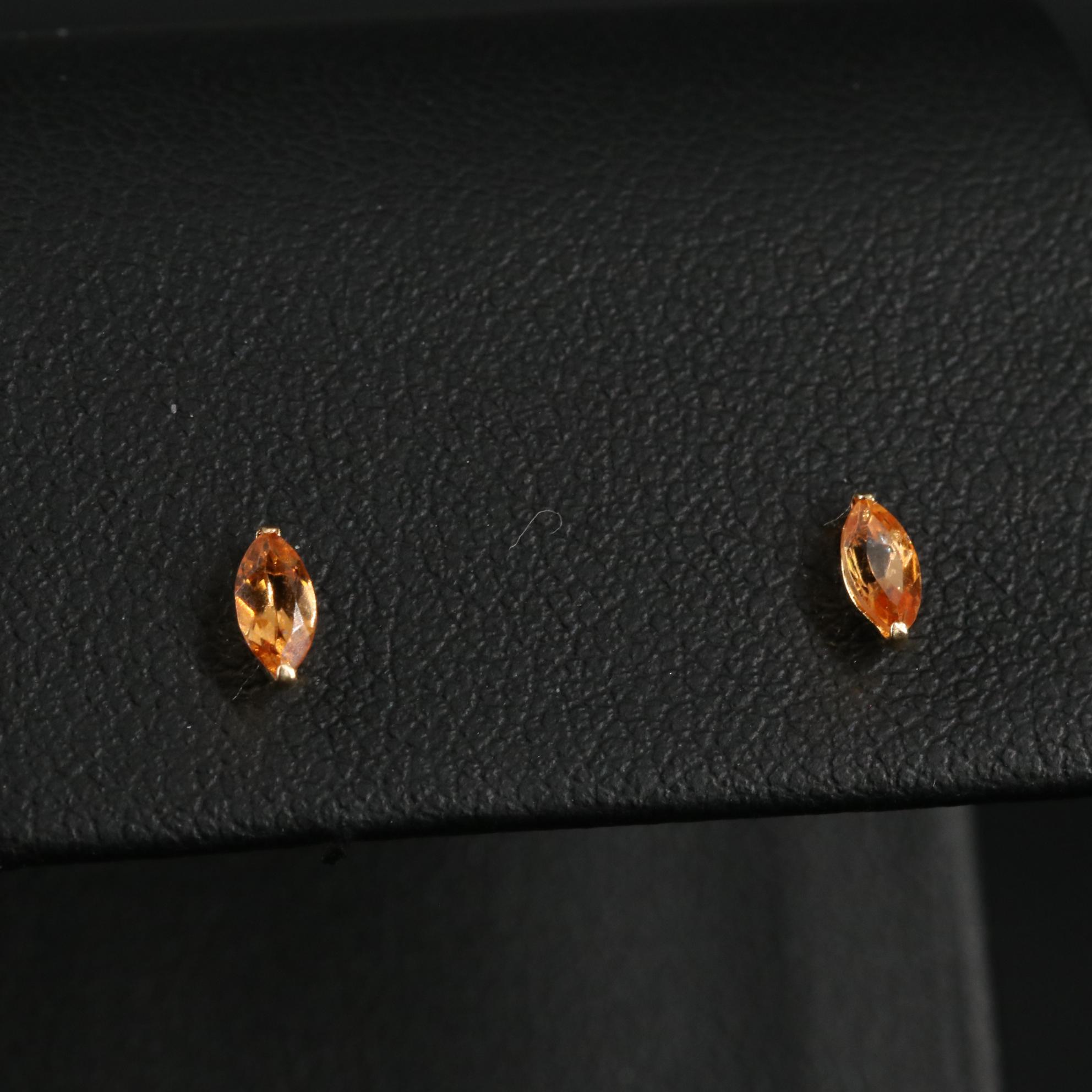 18K Hessonite Garnet Stud Earrings