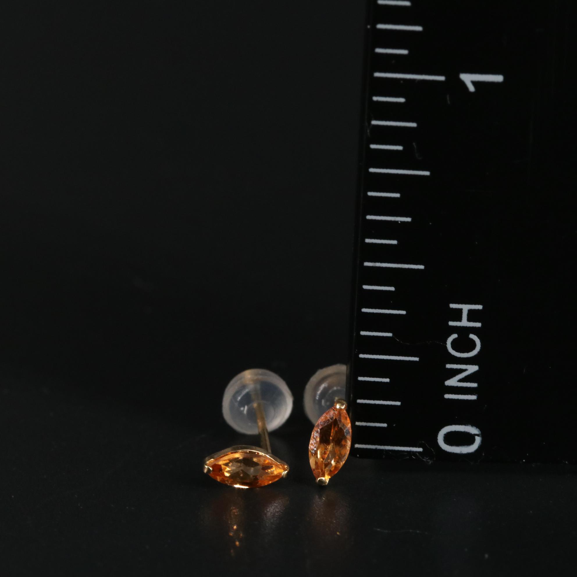 18K Hessonite Garnet Stud Earrings